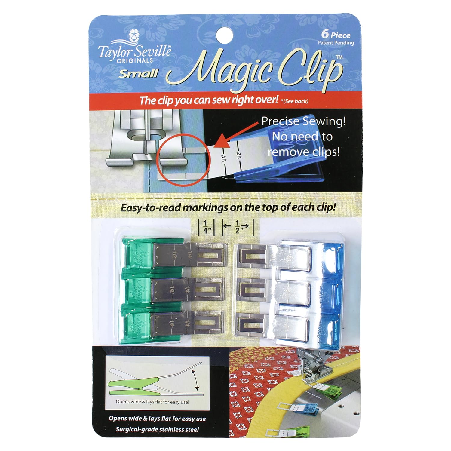 Taylor Seville TS-04287 Magic Clip Small Longitud Total 1.7 pulgadas (44 mm), 6 Piezas