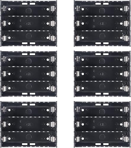Miniatura 1 de 18650 Soporte para batería con pasadores, 6 ranuras x 3.7 V, caja de almacenamiento de batería de plástico negro, caja de clip con pin para