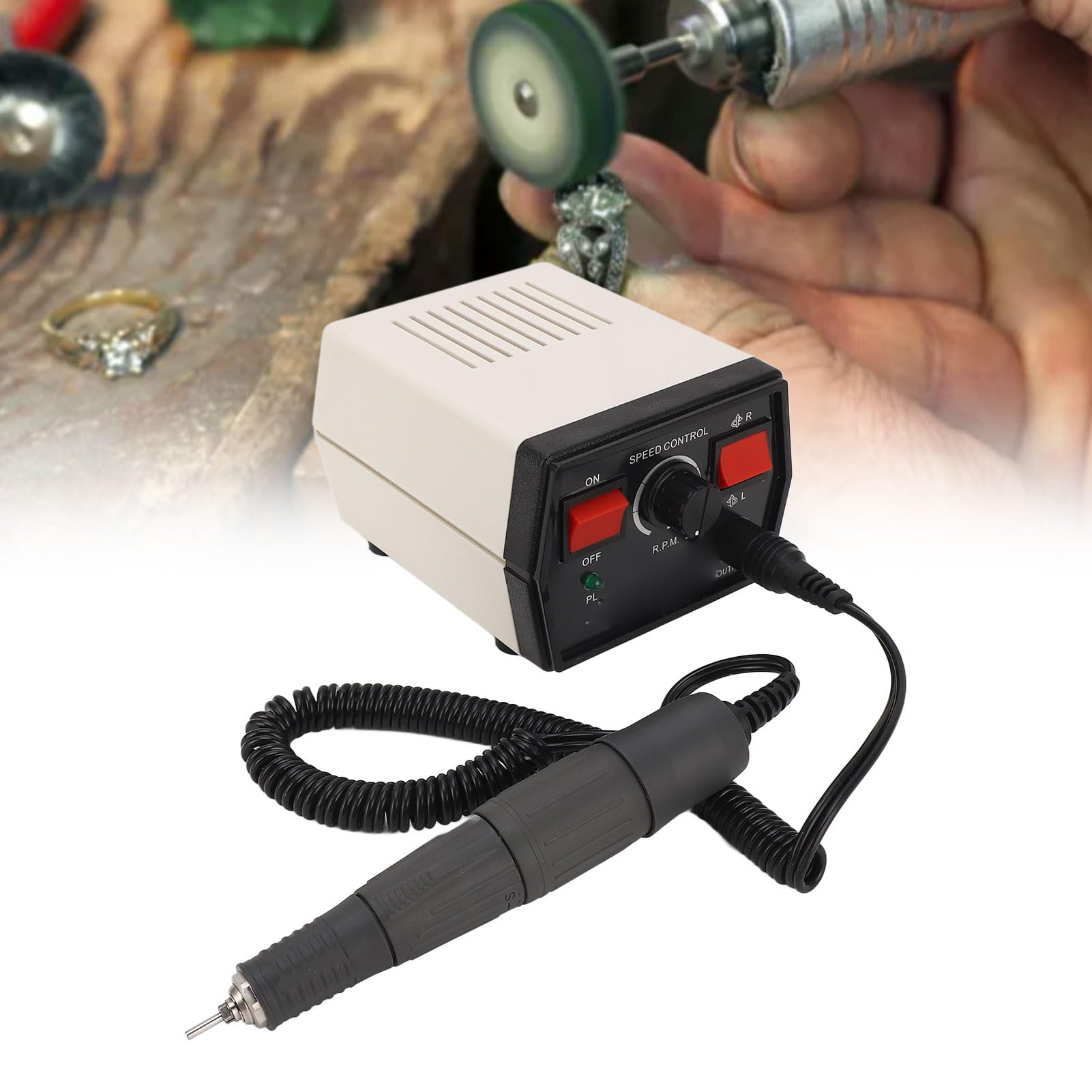 Micromotor Polishing Machine with Stepless Variable Speed for Laboratory and Artistic Creations, Versatile Lab Jewelry Micromotor Micro Motor Hand Kit