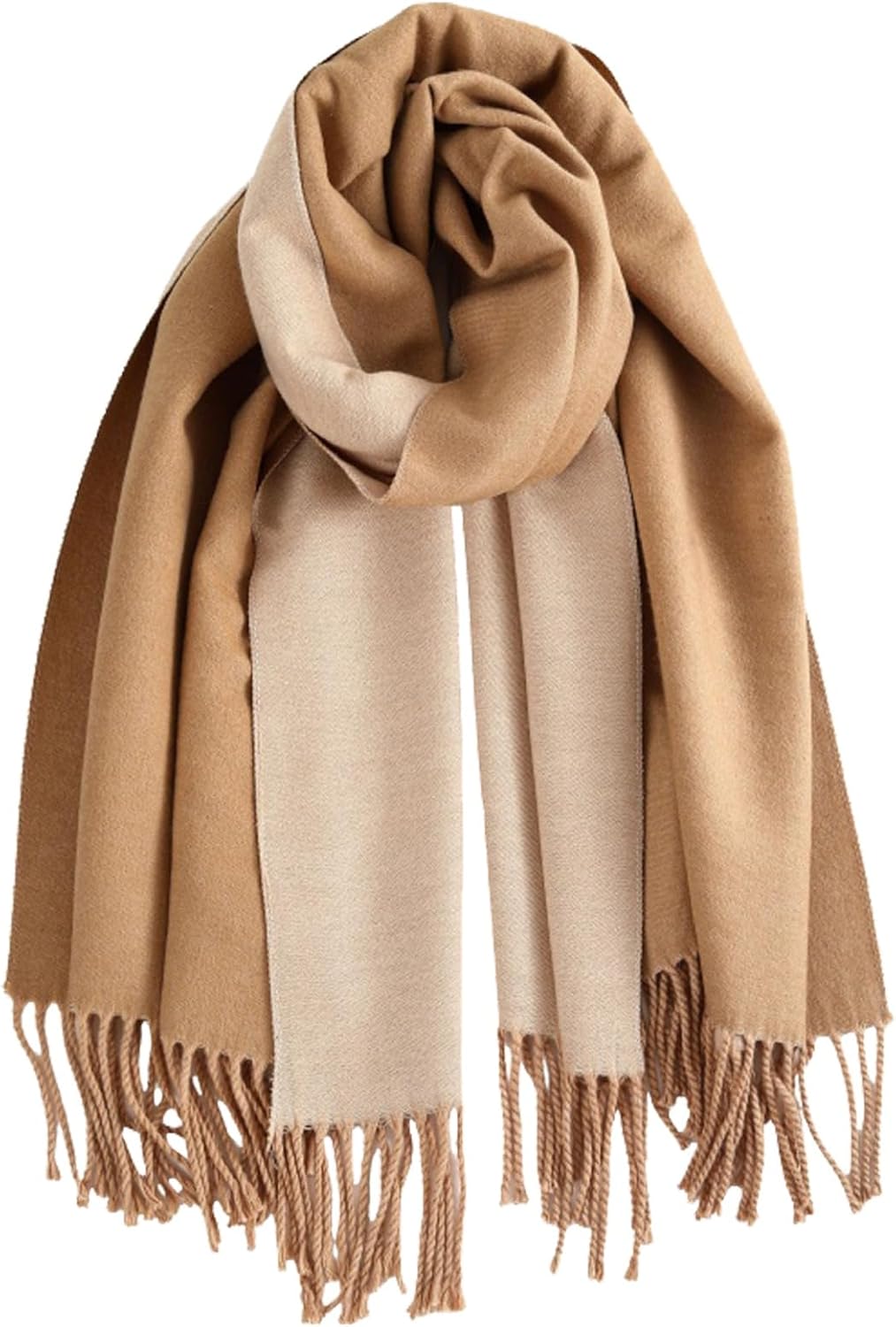 Winter Scarf for Women-Reversible Scarf with Cashmere-Like Softness 70x200cm - Warm Shawl Wrap -Pashmina Shawls Wrap Extra Large Camel - Beige