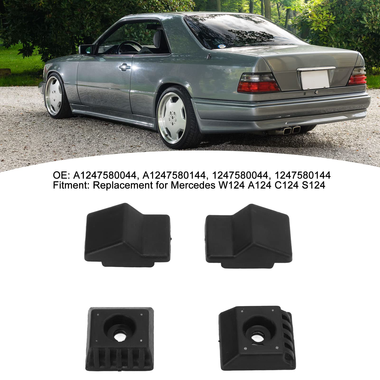 4 Tamponi In Gomma Per Bagagliaio Mercedes W124 - Ricambio Originale 1247580044, A1247580044