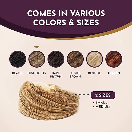 Miniatura 6 de Pouf Hairdos - Bollos de cabello humano perfectos, pieza de pelo, extensión de cabello natural para bonitos peinados, elegantes postizos para