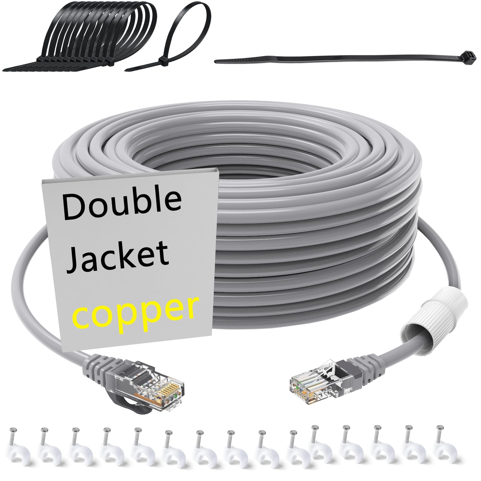 (OFC)Cat 6 Outdoor Ethernet Cable 100 ft,HDPE Double Jacket High Speed Heavy Duty Sturdy Waterproof Direct Internet Network Cable 100+ ft long