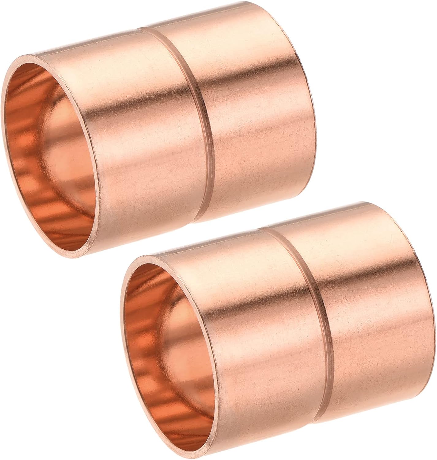 MECCANIXITY Copper Pipe Coupling 10mm Straight Connecting Adapter with Rolled Tube Stop C x C Solder Connection for Plumbing 2Pcs