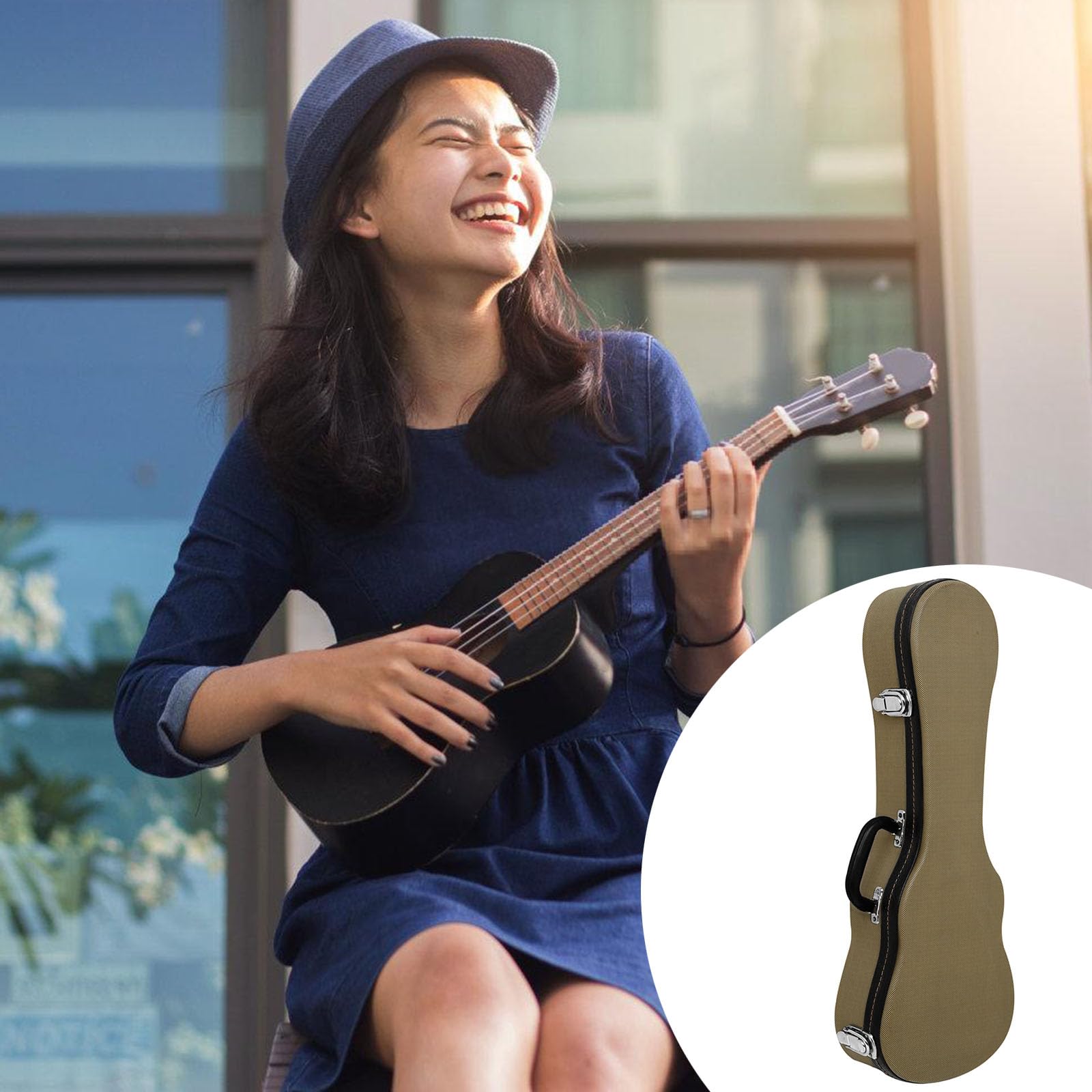 Funda rígida impermeable para ukelele, con asa de transporte, bolsa de almacenamiento portátil para ukelele