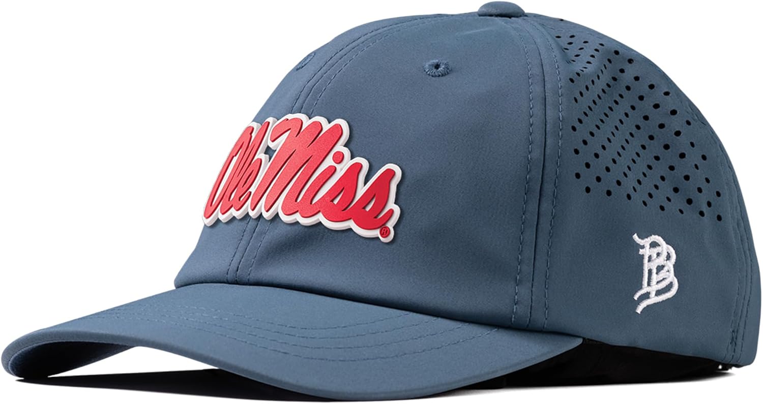 Branded Bills Officially Licensed x Mississippi Old Miss Rebels Performance Dad Hat Collection Ole Miss Crimson Script PVC