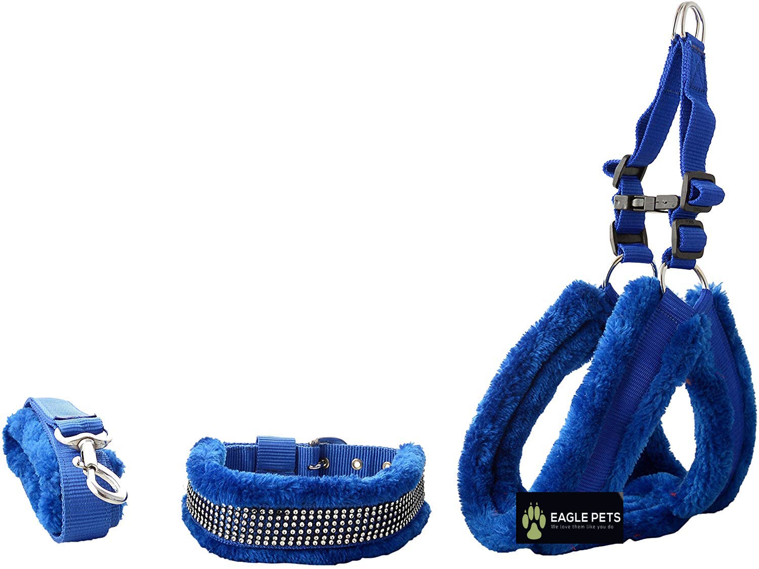 Eagle Pets Nylon Fur Dog Harness, Dog Collar & Leash Set for Puppy. Adjustable (Extra Small, Black) (Blue, Extra Small) (B09GJ1R365) Amazon Price History, Amazon Price Tracker