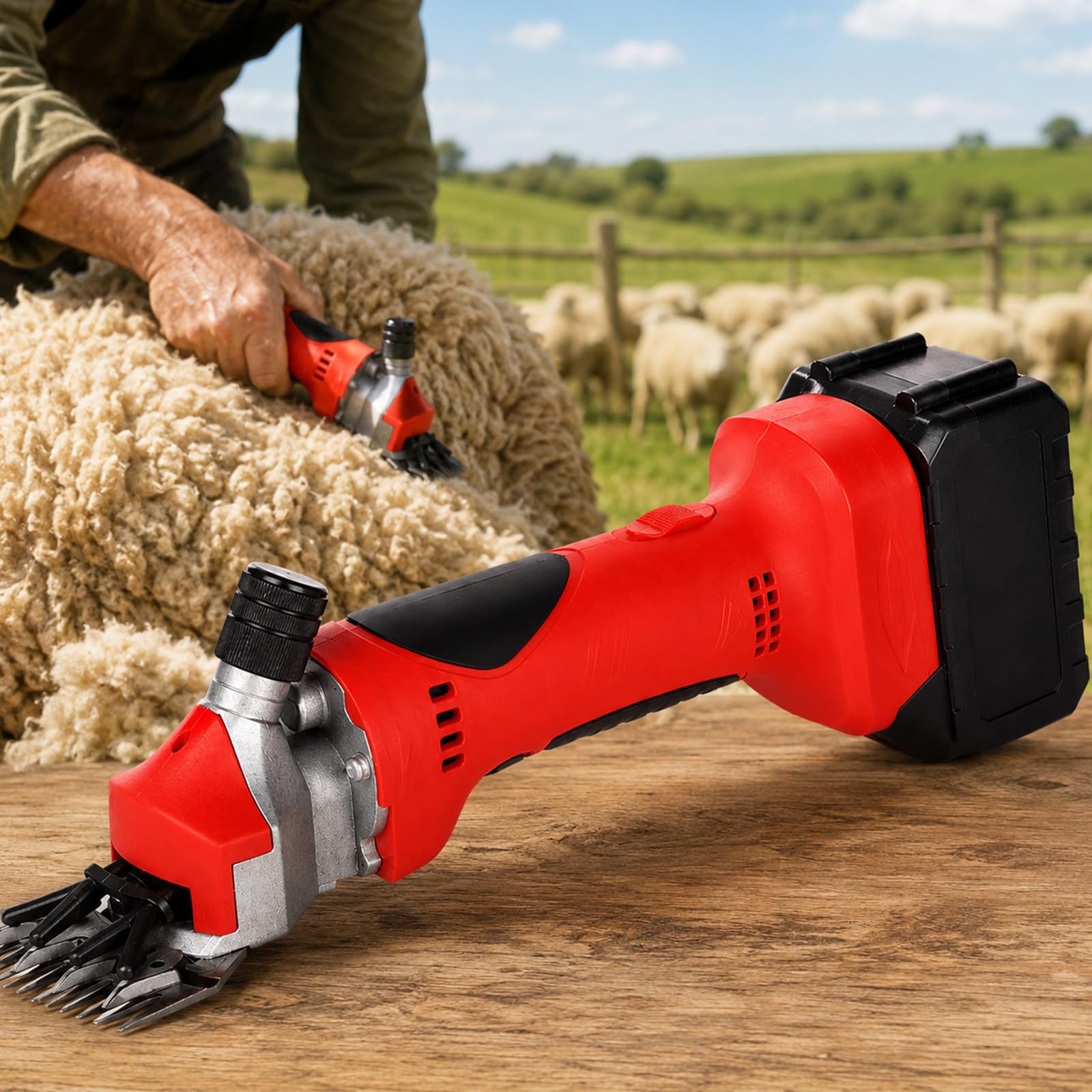 Nueva Esquiladora Eléctrica para Ovejas 2026, Compacta, Recargable, De 550 W, con Cuchillas De Acero Al Carbono De 9T/13T, 6 Velocidades, para Ovejas Y Cabras, 2800 RPM Red-1Battery