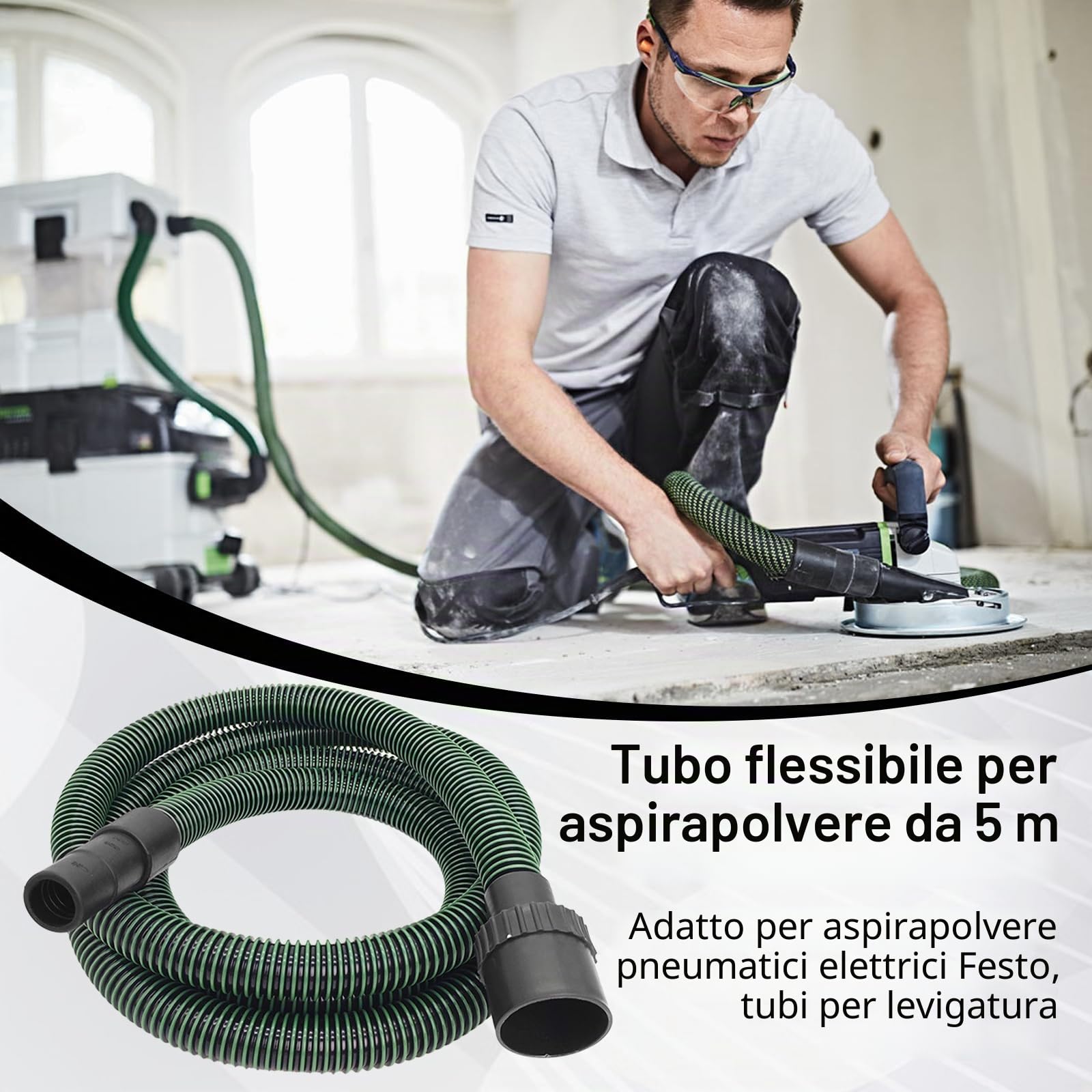 Tubo di Aspirazione Della Polvere, Tubo flessibile di aspirazione Ø 35 mm compatibile con Festool-Dust Collection Hose Antistatico per Aspirapolvere D27 Accessori per aspirapolvere