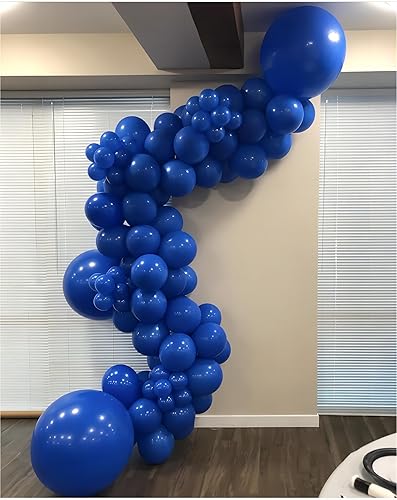 Miniatura 5 de Paquete de 150 globos color azul rey de diferentes tamaños, 18, 12, 10, 5 pulgadas, kit de arco de guirnalda de globos de fiesta de cumpleaños, baby
