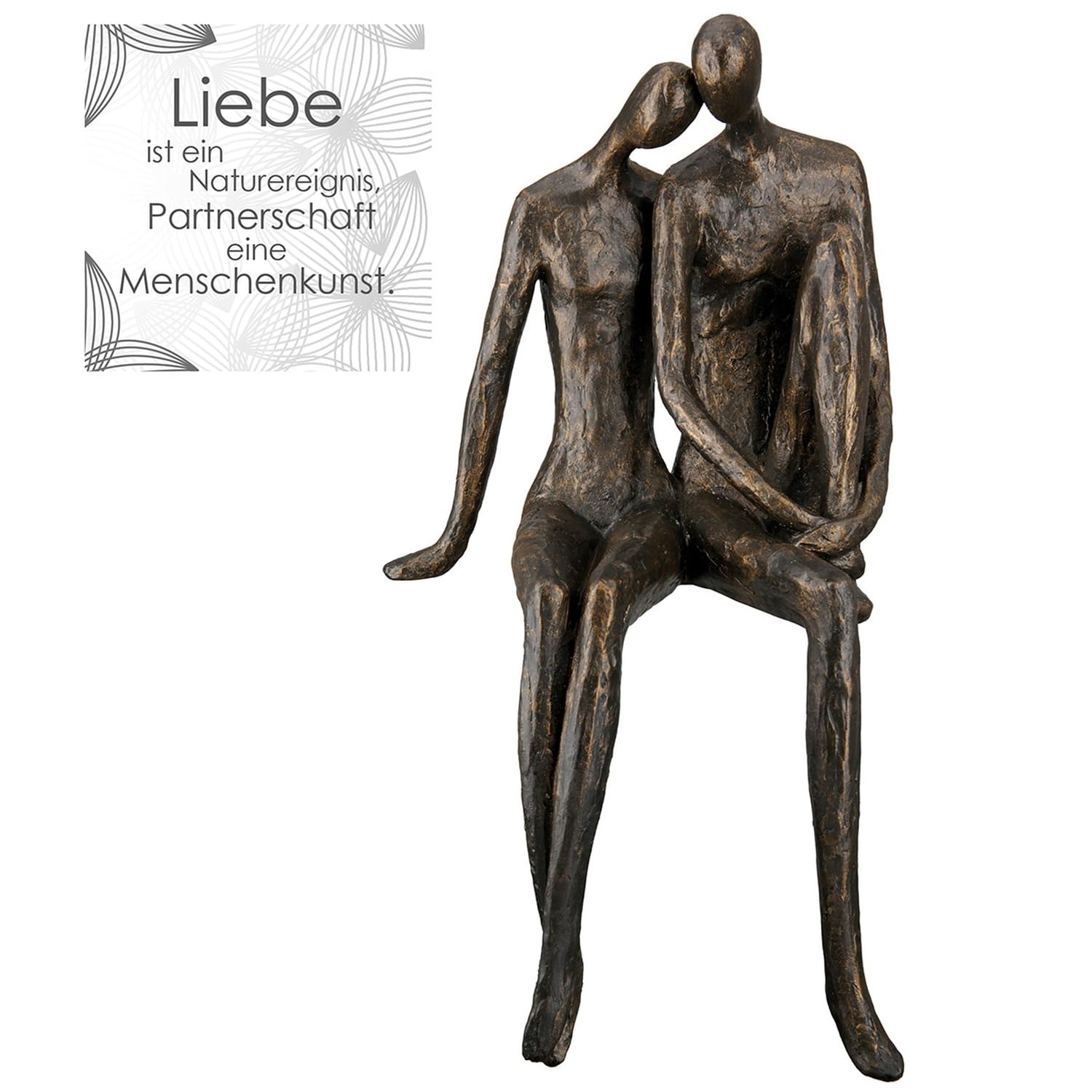 Casablanca Skulptur Couple, Deko Figur Bronze, Kunstharz Statue Wohnzimmer, Büro Dekoration H. 35 cm x B. 19 cm - Moderne Skulpturen Couple, Liebe, Hochzeit, Valentinstag