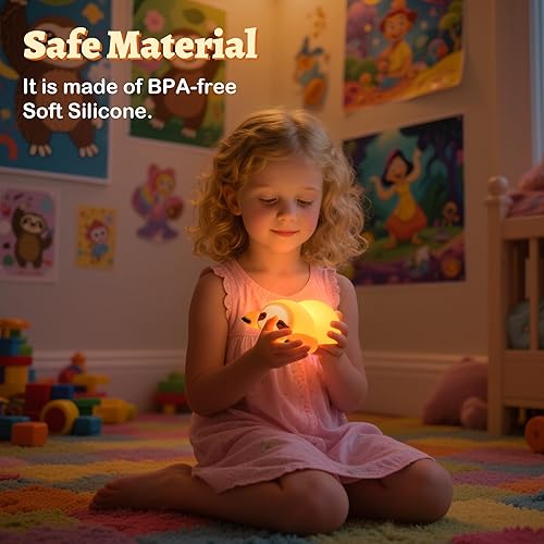Miniatura 2 de Luz nocturna de perezoso, lindo regalo de perezoso para niños, lámpara de silicona regulable para guardería, adorable lámpara táctil recargable para