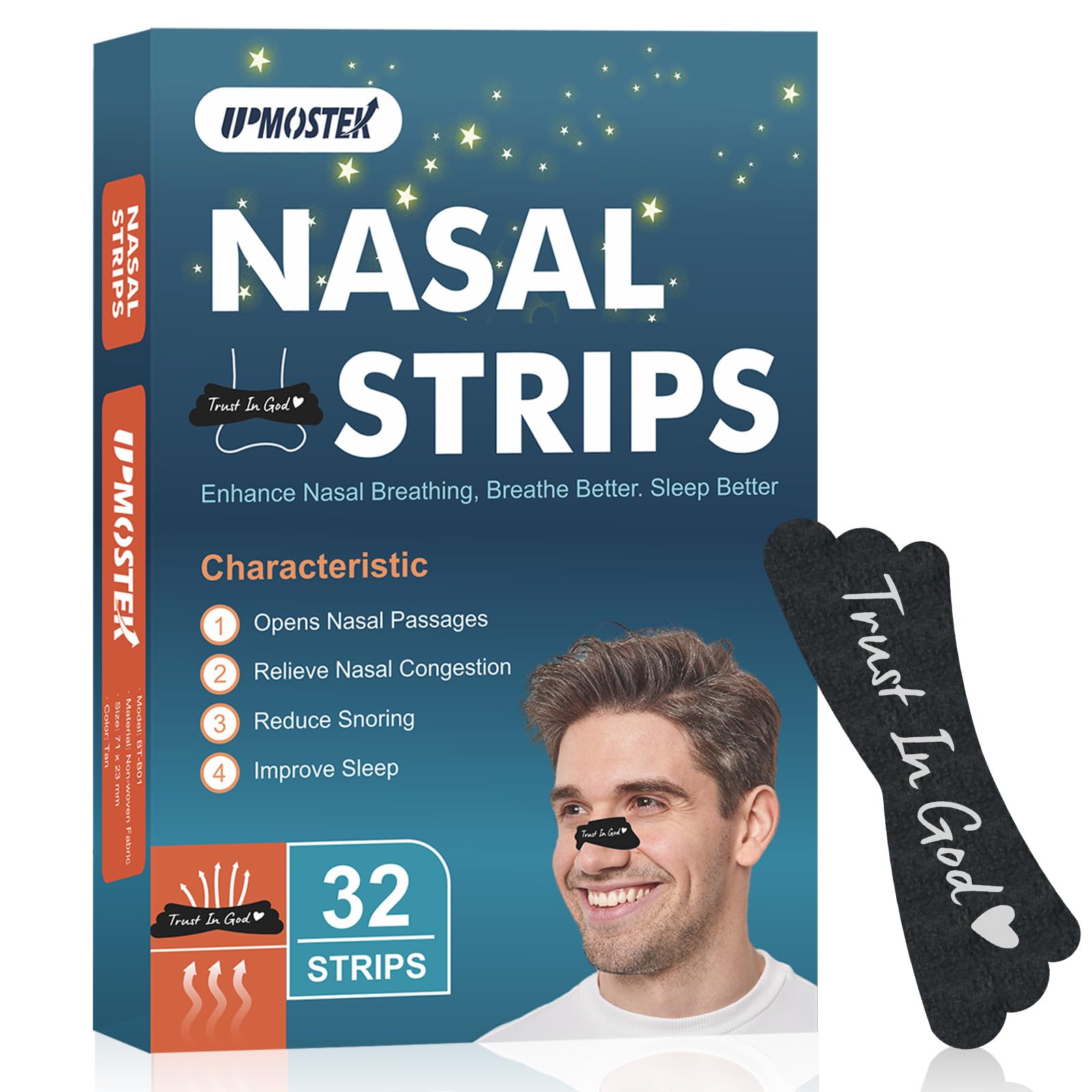 Nasal Strips for Snoring - Extra Strength Nose Strips for Breathing - Nose Tape for Sport Work and