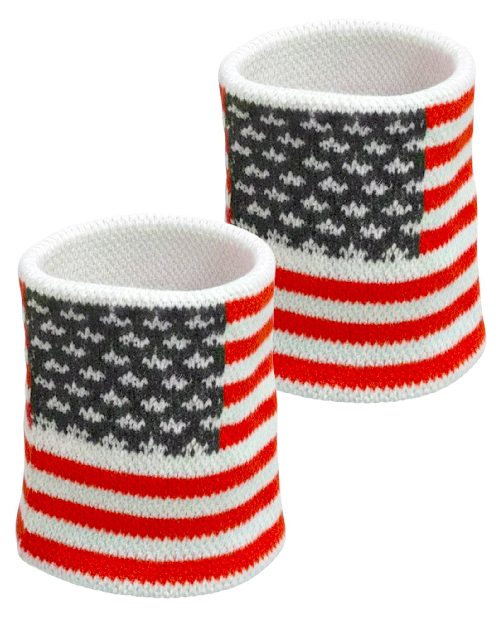 American Flag Sweatbands Set of 2 American Flag Wrist Bands Team Patriotic Clothing