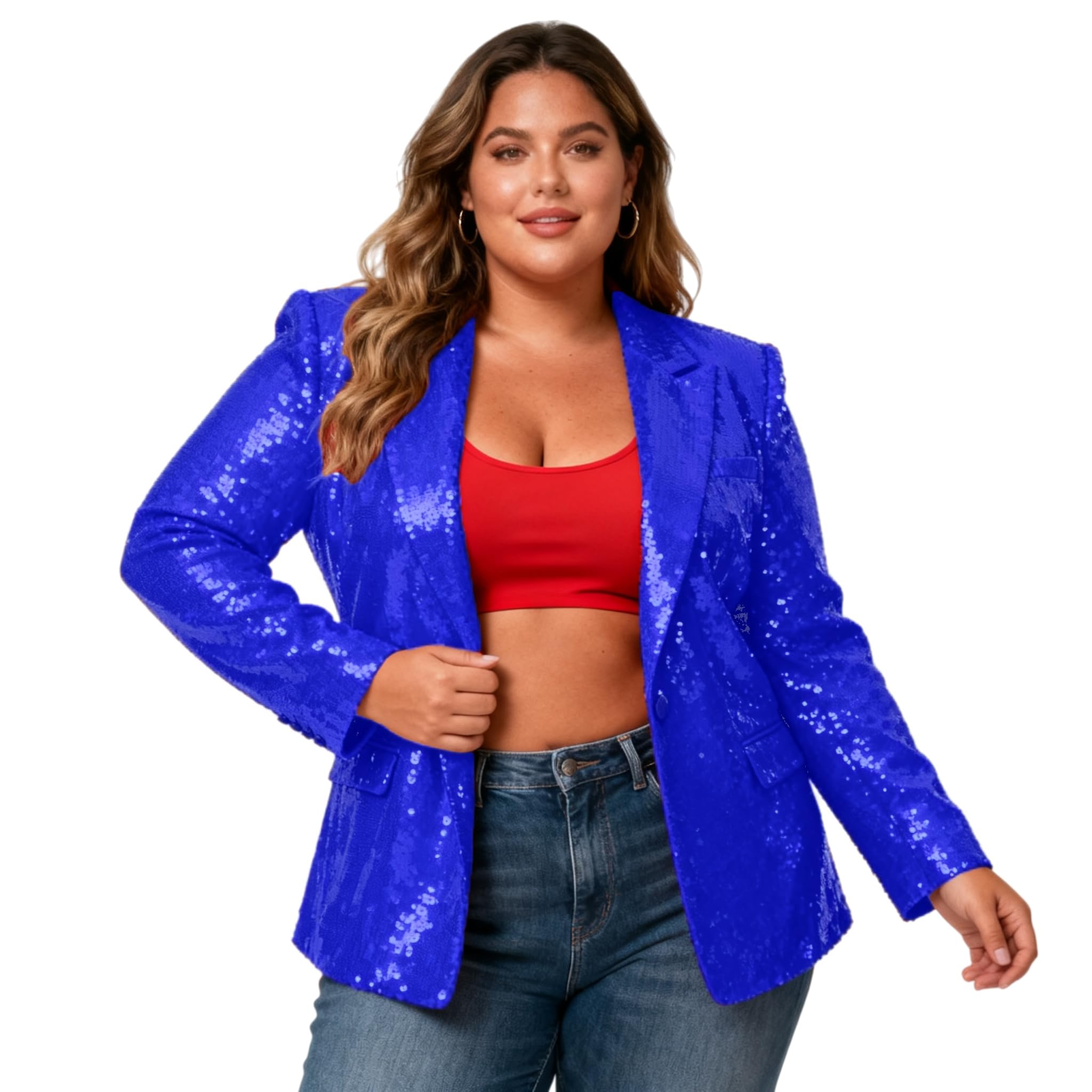 Plus Size Sequins Womens Blazers Glitter Suits Jacket Party Sparkly Cardigan Coat Christmas