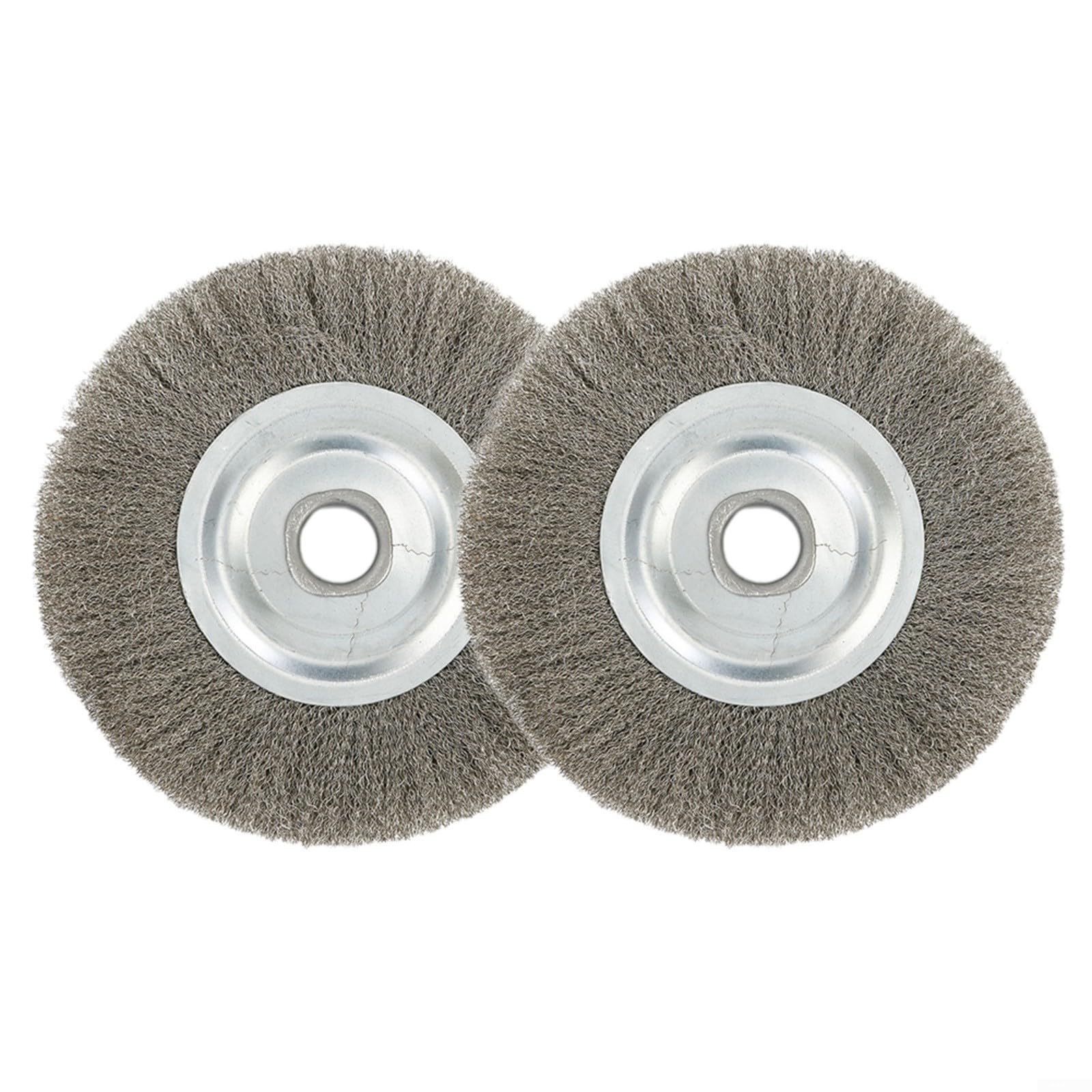 5 Inch Stainless Steel Wire Wheel Brush Set, Crimped Abrasive Wheels with 16mm Arbor for Bench Grinder, 2 Pack Metal Finishing Tools for Deburring