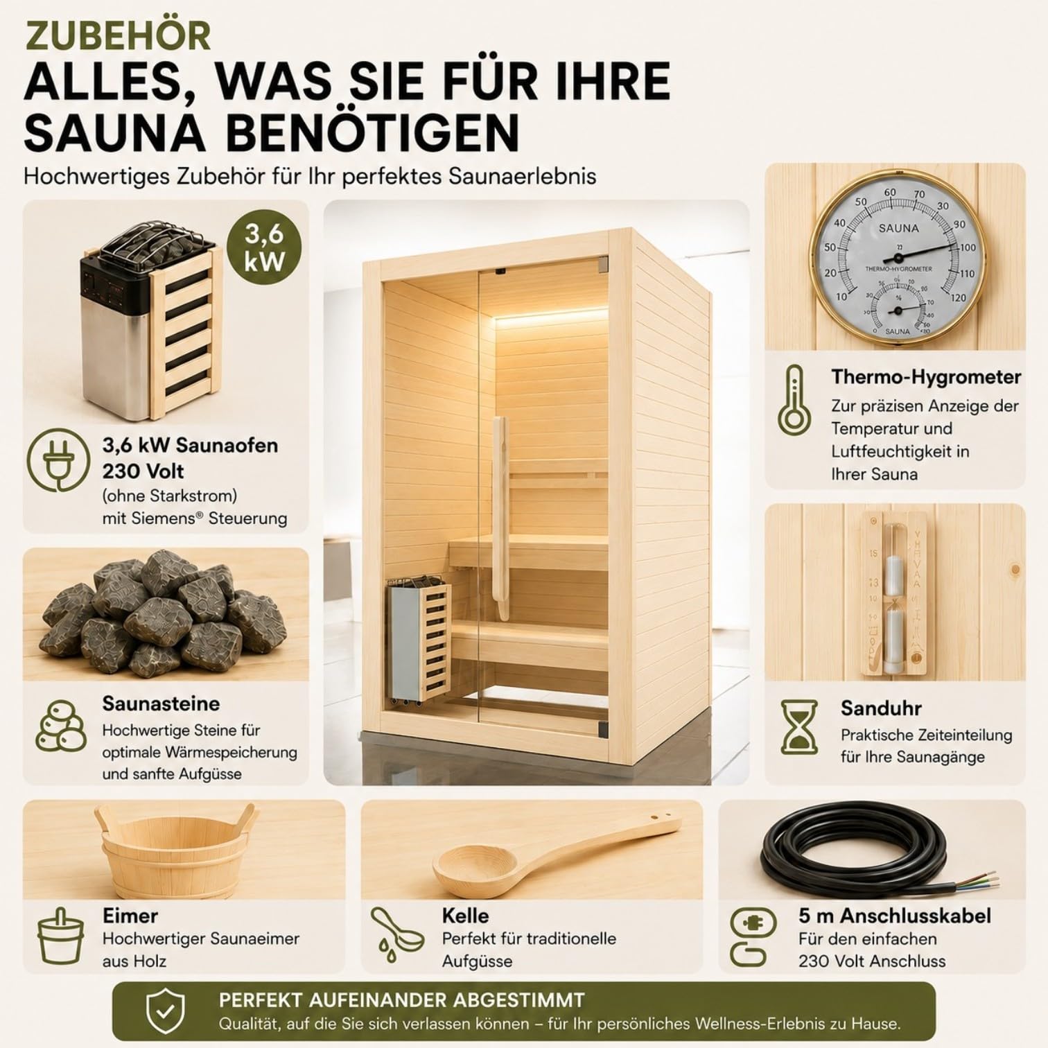 WELCON Easyheat sauna dla 2 osób | wewnątrz | 3,6 kW | 230 V