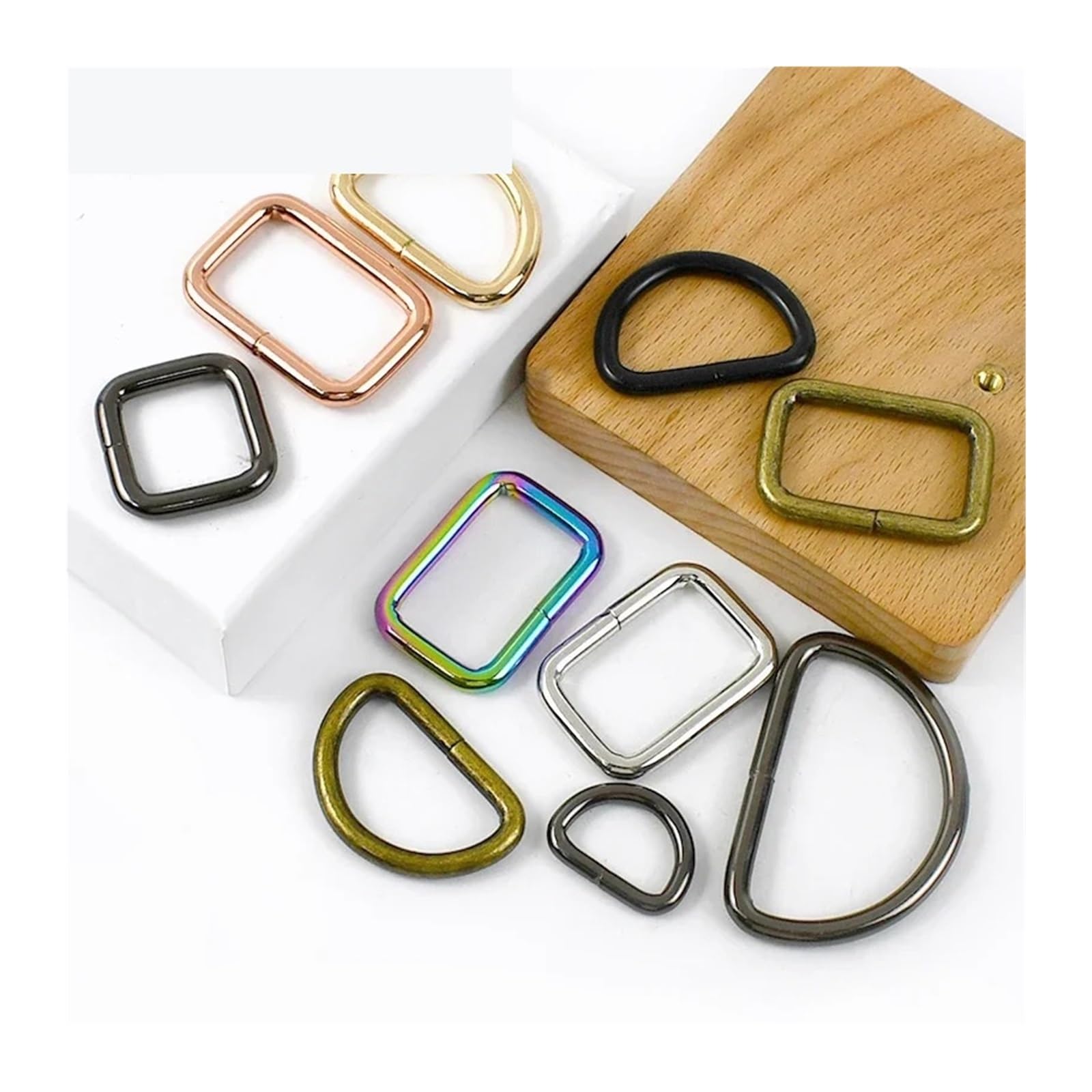 10 Pezzi di Fibbie for Borse in Metallo da 16-50 mm, Fibbie ad Anello a D for Cinghie, Ganci for Cintura, connettori, Accessori Fai da Te(F4-5-RoseGold,25mm)