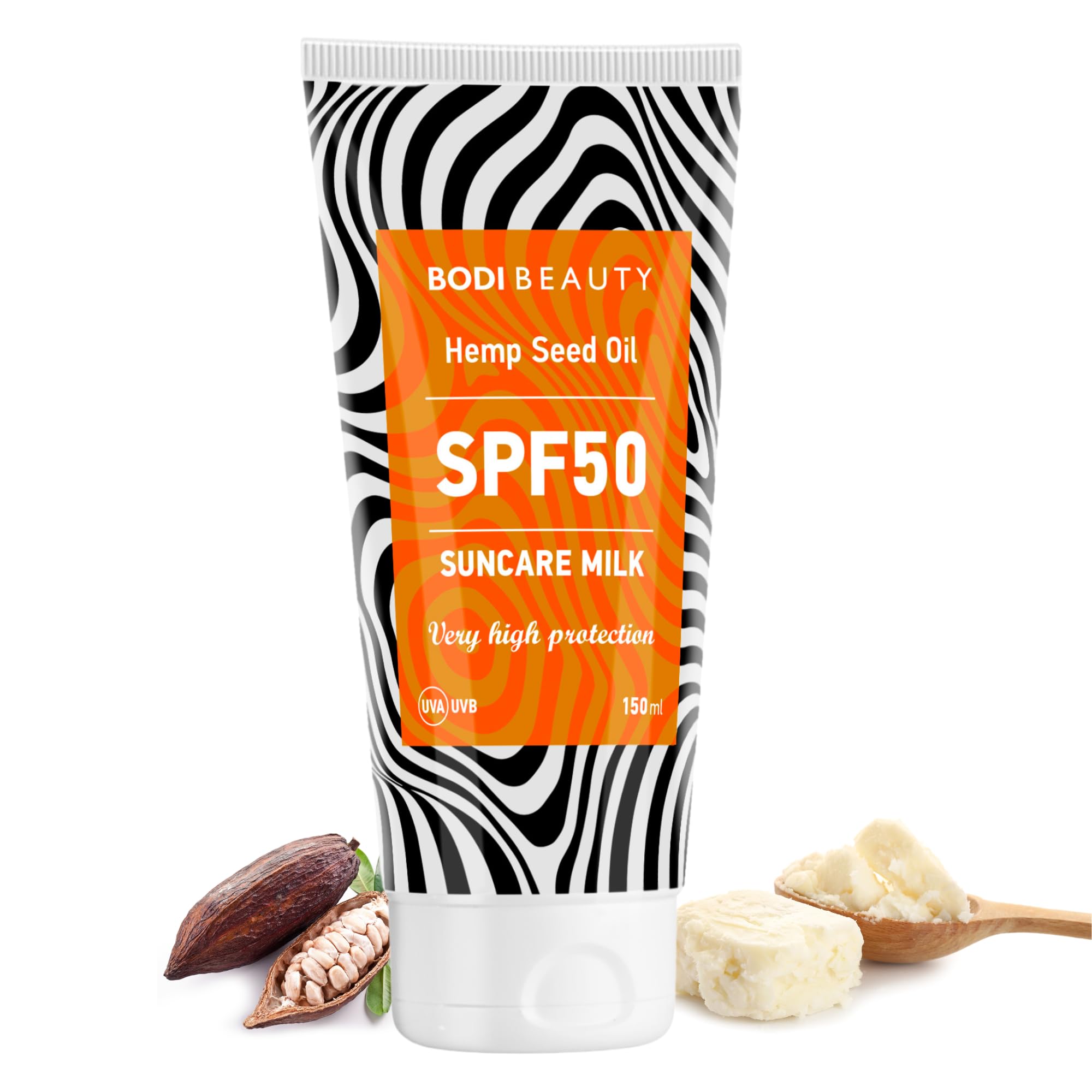 BODI BEAUTY Sonnenmilch LSF 30 – Wasserfest, Schnell Einziehend, Mit Sheabutter & Vitamin E, 150 Ml Für Körper & Gesicht