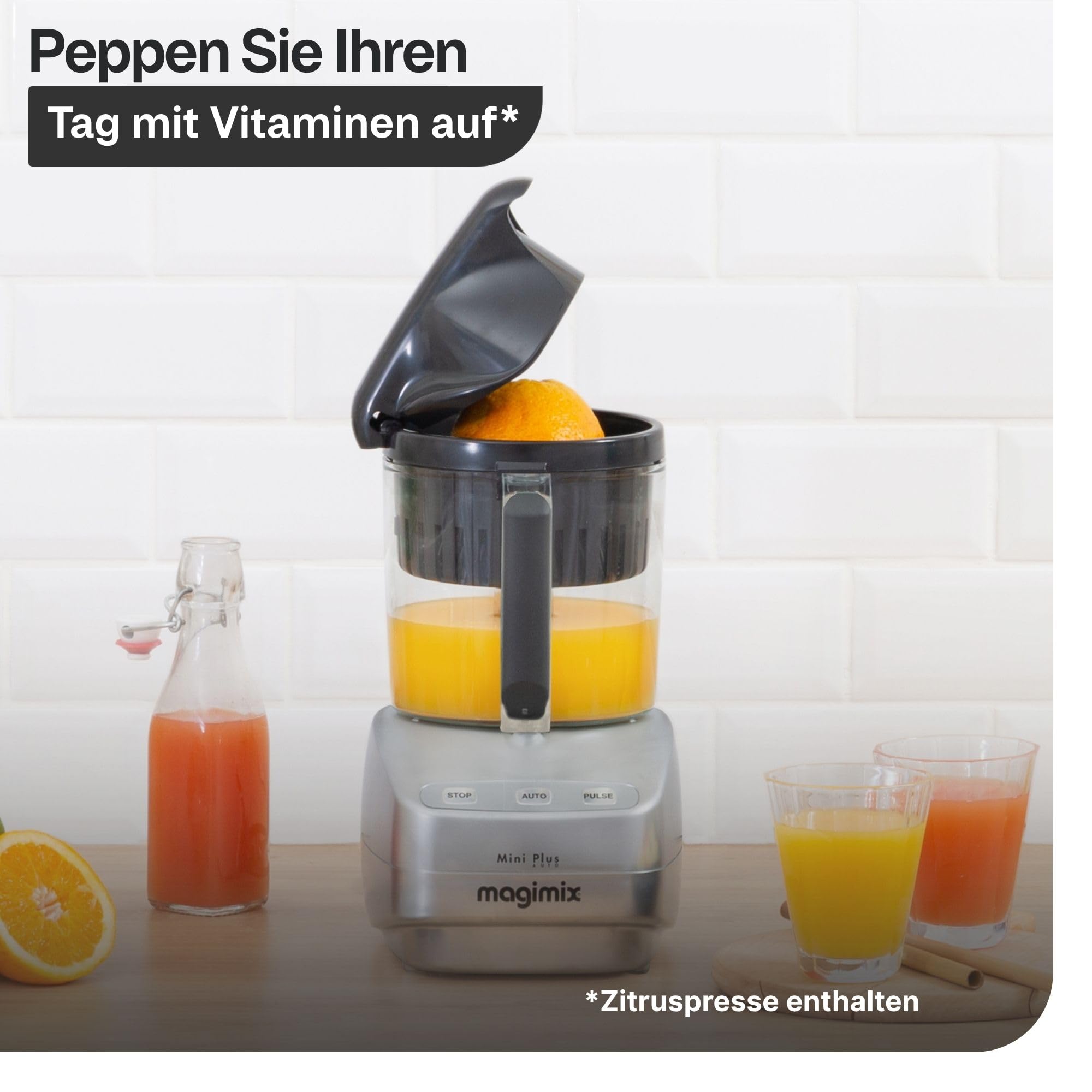magimix Küchenmaschine – Kompakte 400W Multifunktions-Küchenmaschine mit 2 Schüsseln (1,7L & 0,5L), Edelstahlmesser, Reibe- & Schneidescheiben, Mixerfunktion, Rot