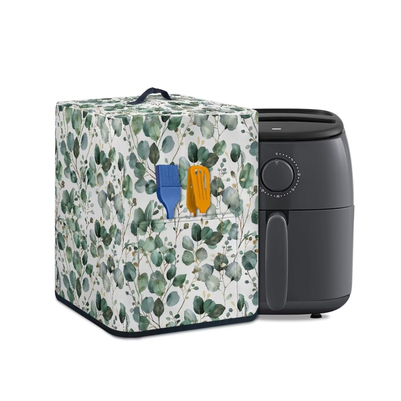 Green Leaf Air Fryer Cover Kitchen Appliance Covers Scratch-proof Dustproof Air Fryer Cover with Pocket and Handle Kitchen
