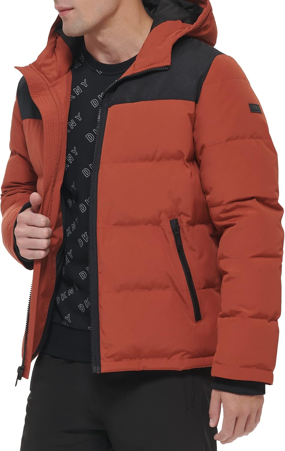 DKNY Men's Mixed Media Quilted Puffer Jacket - Image 4