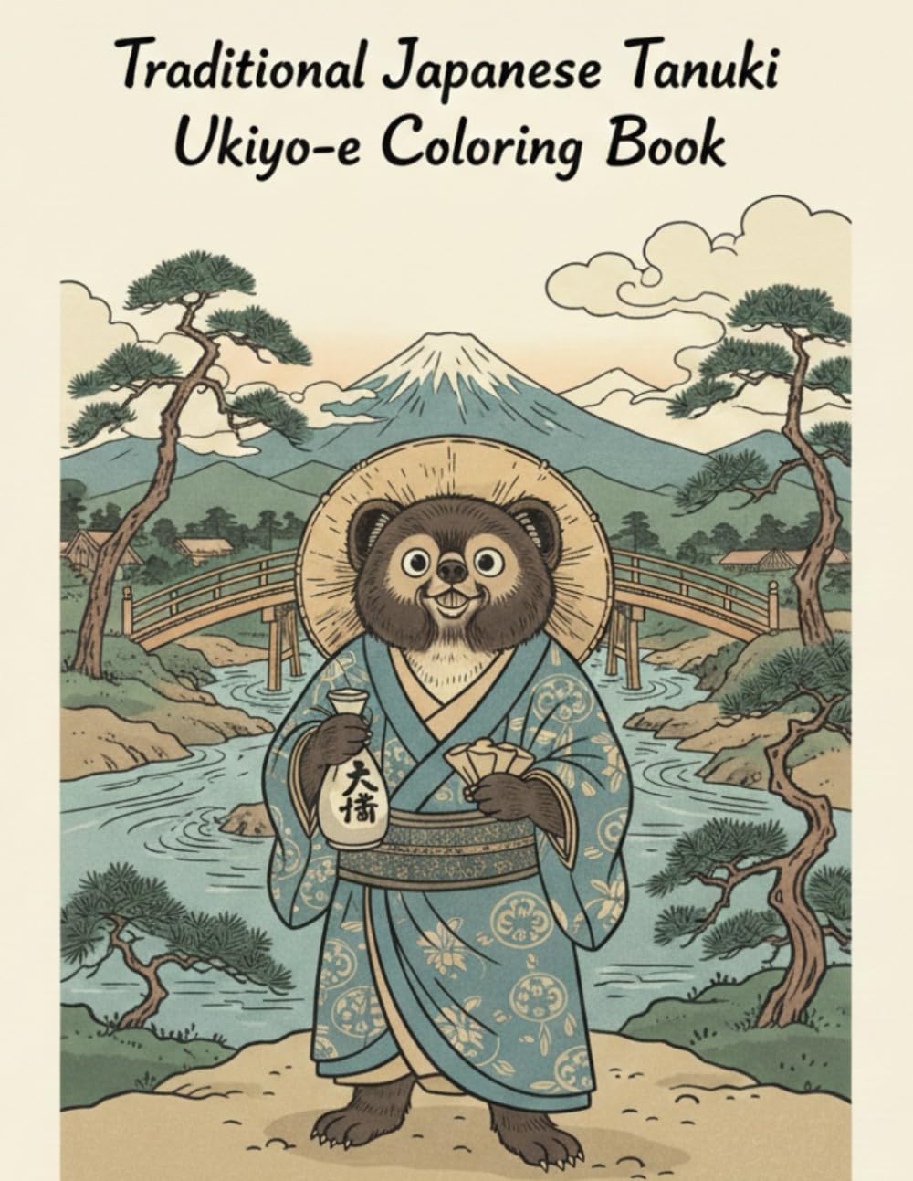 Traditional Japanese Tanuki Ukiyo-e Coloring Book: Traditional Japanese Art & Folklore Coloring Book for Adults
