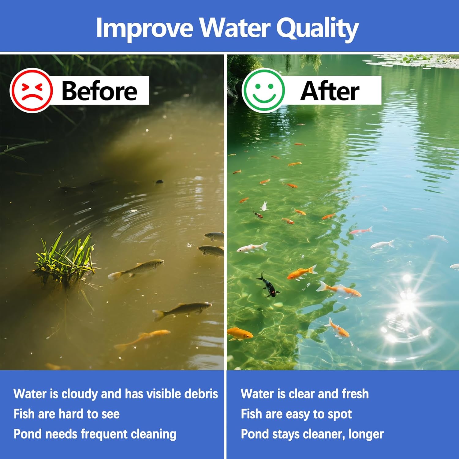 Classic Koi Pond Filter Pad, 18” x 72" Thick Aquarium Filter Floss Roll Reusable Cut to Fit Aquarium Media Pad for Outdoor Koi Ponds, Aquariums, Fish-Safe Polyester Material