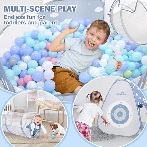 Miniatura 5 de Dreamon Tienda de campaña 5 en 1 para niños con túnel, tienda de campaña desplegable con hoyos de bolas para niños pequeños, túnel plegable para