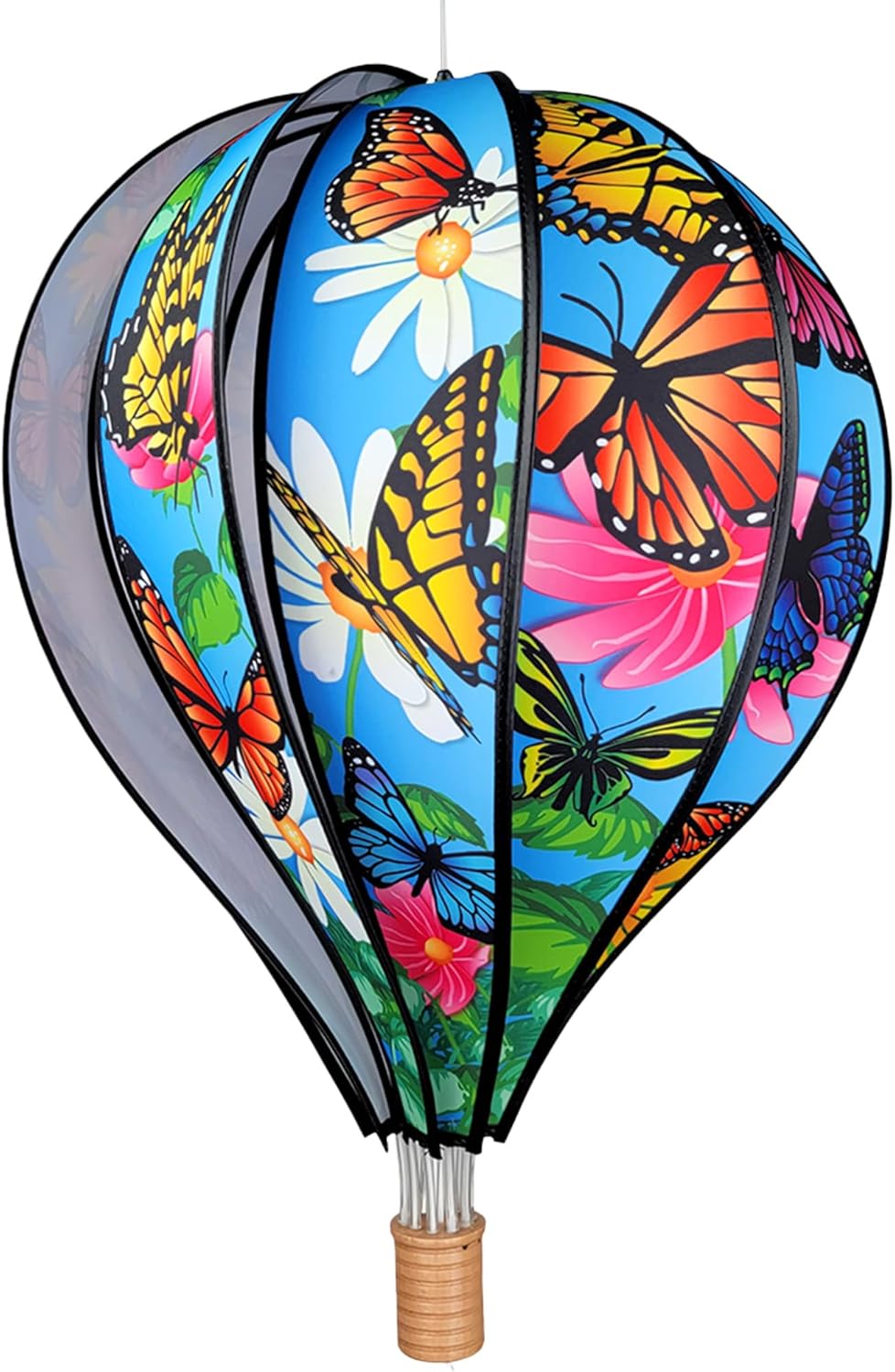 Hot Air Balloon Hanging Garden Spinner 22" - Vibrant Butterflies Design, Weather-Resistant Outdoor Decor, Durable & Lightweight for Patios, Yards, and Gardens - Eye-Catching Wind Spinner