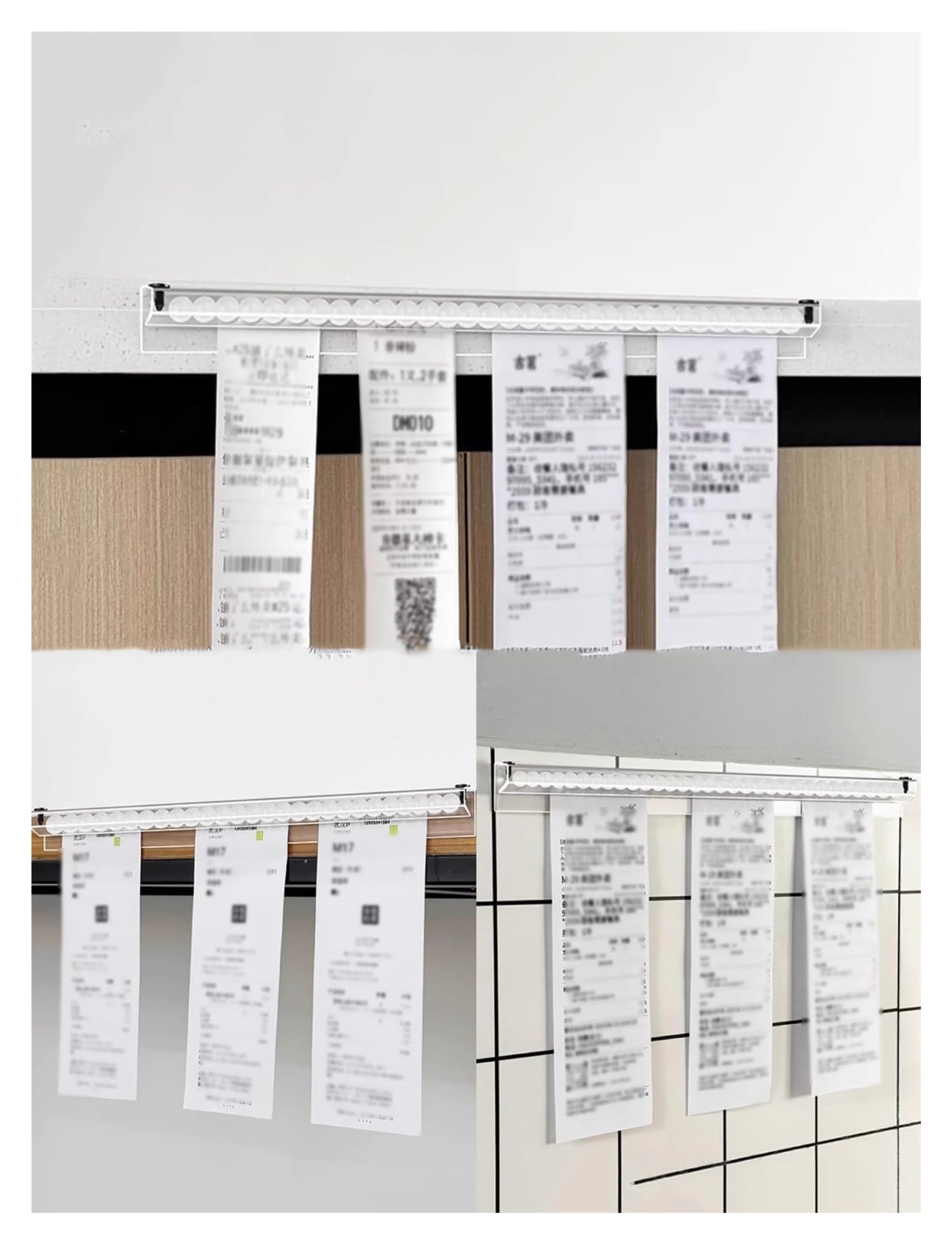 Rechnungshalter, Bestellhalter, Wandhalterung for Tickets, Belege, PVC-Quittungen – bohrfrei – for die Küchenwand, Haushaltsküche(160cm/62.9in)