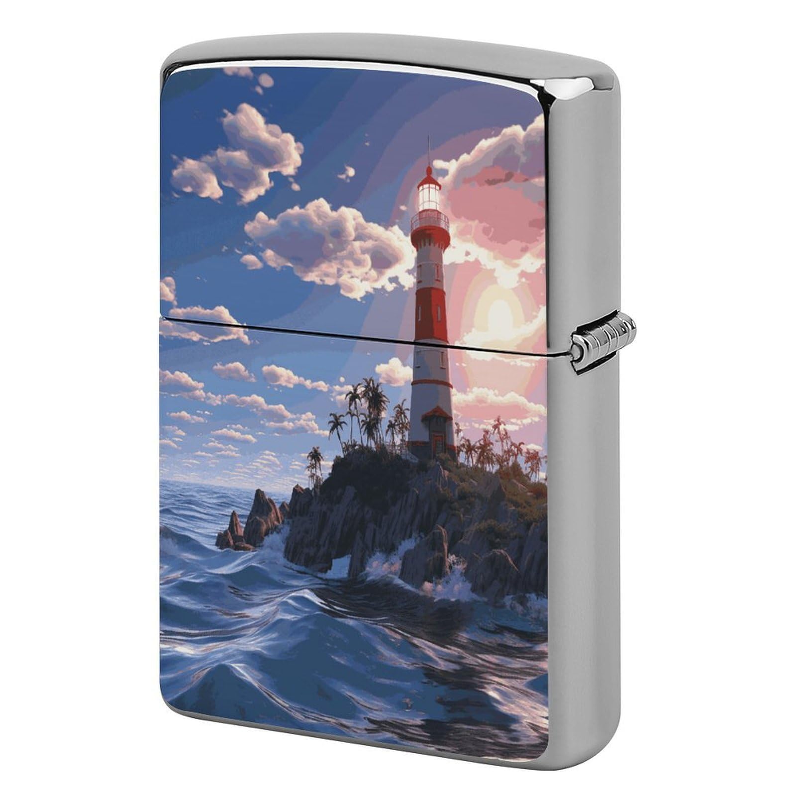 Fekiloot Style Navigation Lighthouse Lighter Case Cover Metal Lighter Case