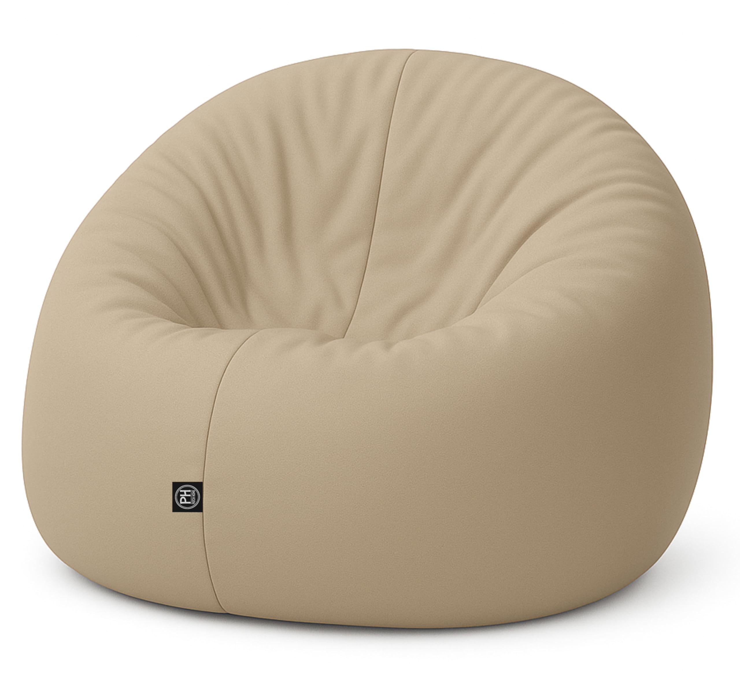 PATCH HOME 2 in 1 Funktion Sitzsack Sessel Bean Bag Sitzsäcke Gaming mit Reißverschluss bereits befüllt - Ø 125cm - Beige