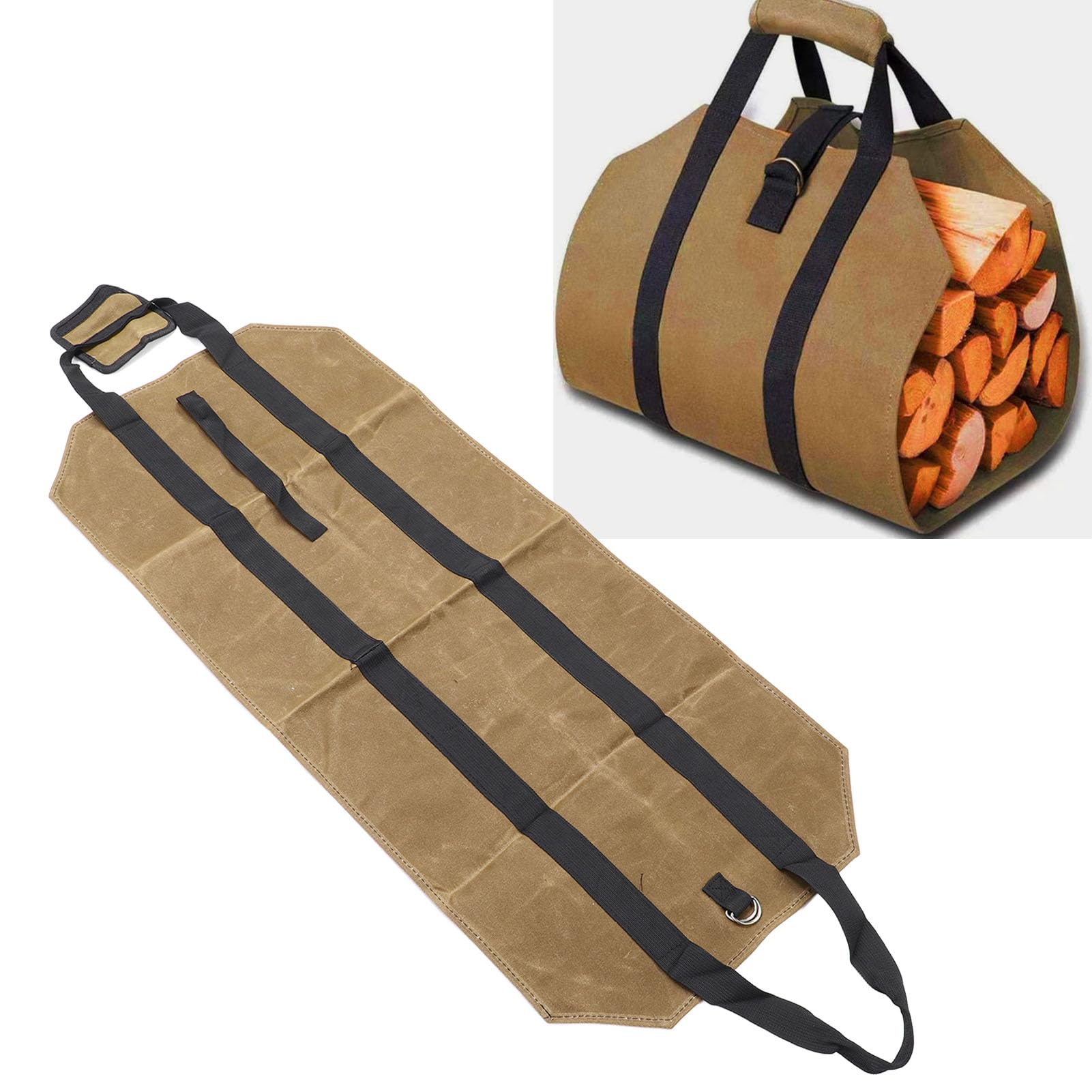 Sac De Transport Pour Bûches De Chauffage - Polyéthylène - 100x50 Cm - Poignées - Pour Cheminée, Poêle, Camping - 12