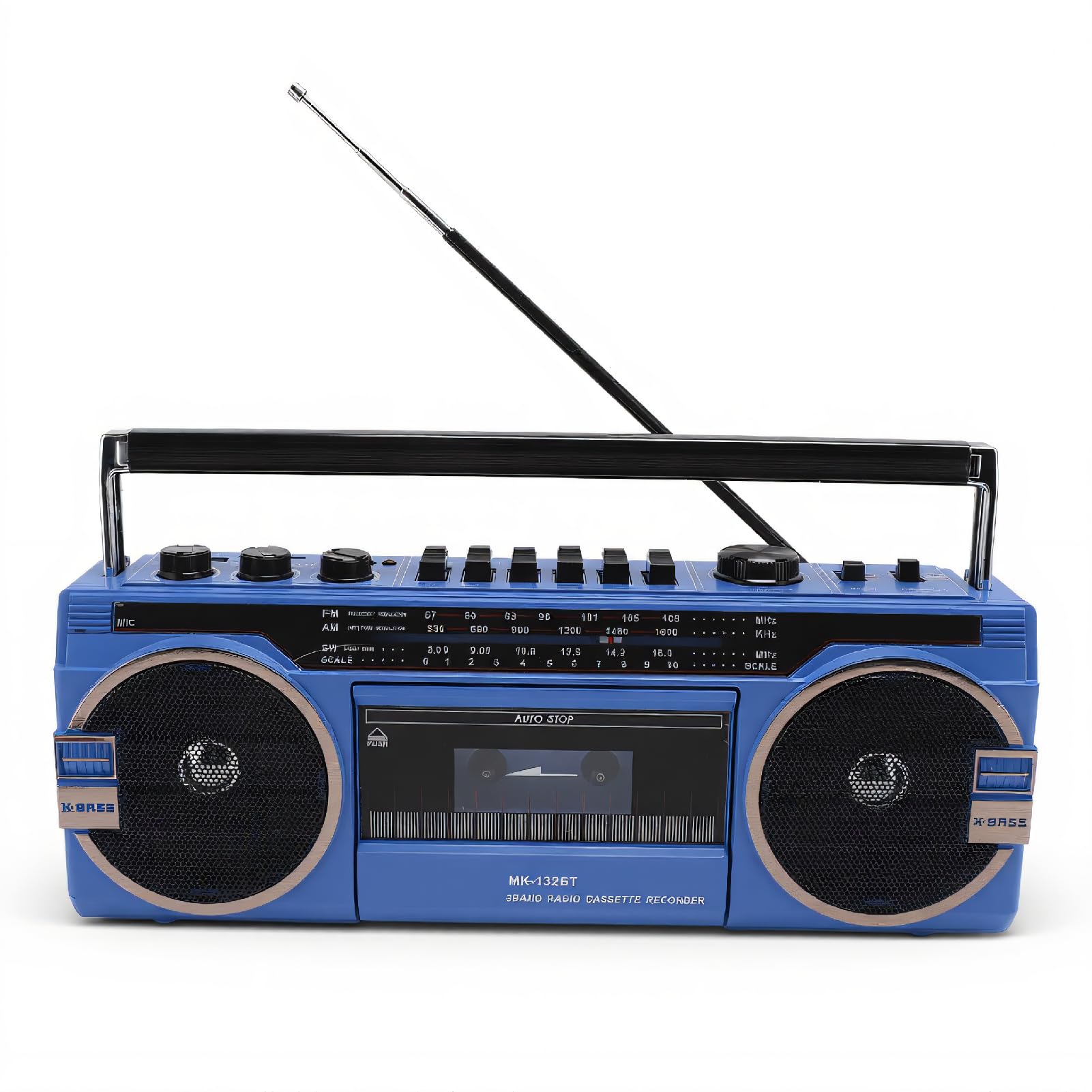 Przenośny odtwarzacz kasetowy, retro Bluetooth Boombox z radiem AM/FM/SW, odtwarzacz kasetowy i nagrywarka, wbudowany głośnik stereo, gniazdo na kartę USB/SD, wejście AUX 3,5 mm