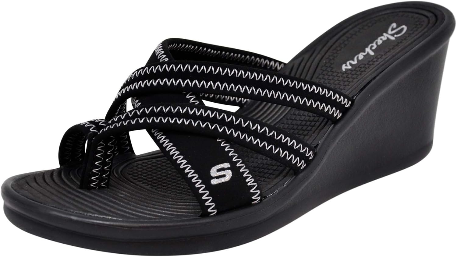 Skechers Cali レディース ランブラーズ ブラック ウェッジサンダル