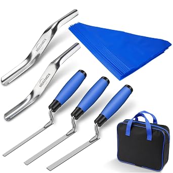 7-Size Brick Jointing Tools & 20 Pcs Masonry Mortar Grout Bags Kit