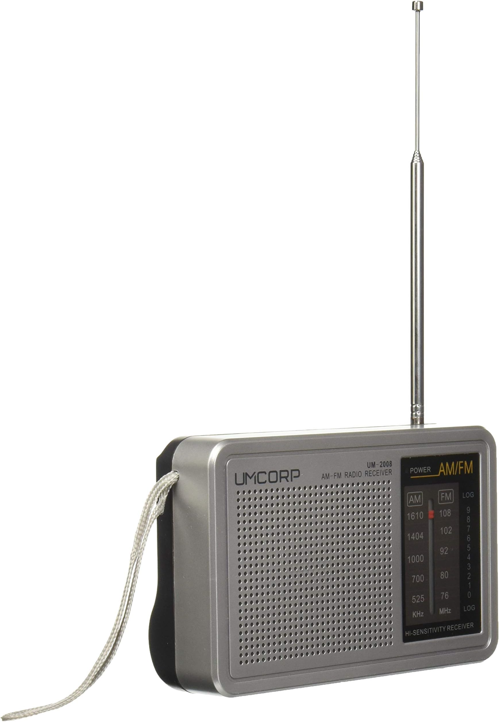 UMCORP UM-2008 AM/FM Radio with earphone, Old School Weather Radio, Kitchen Radio, Home & Outdoor Camping Radio. Travel Radio