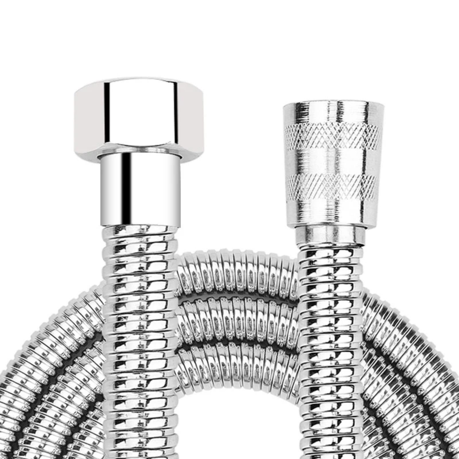 Sunkizzrs® SS-304 Shower Hoses(1.5 Meter)-Double-Buckle Flexible Pipe for Hand Shower-Health Faucet Tube Jet Spray Pipe-Portable Bidet Spray-Hand Jet Spray Chrome Finished for Toilet/Bathroom (Silver)