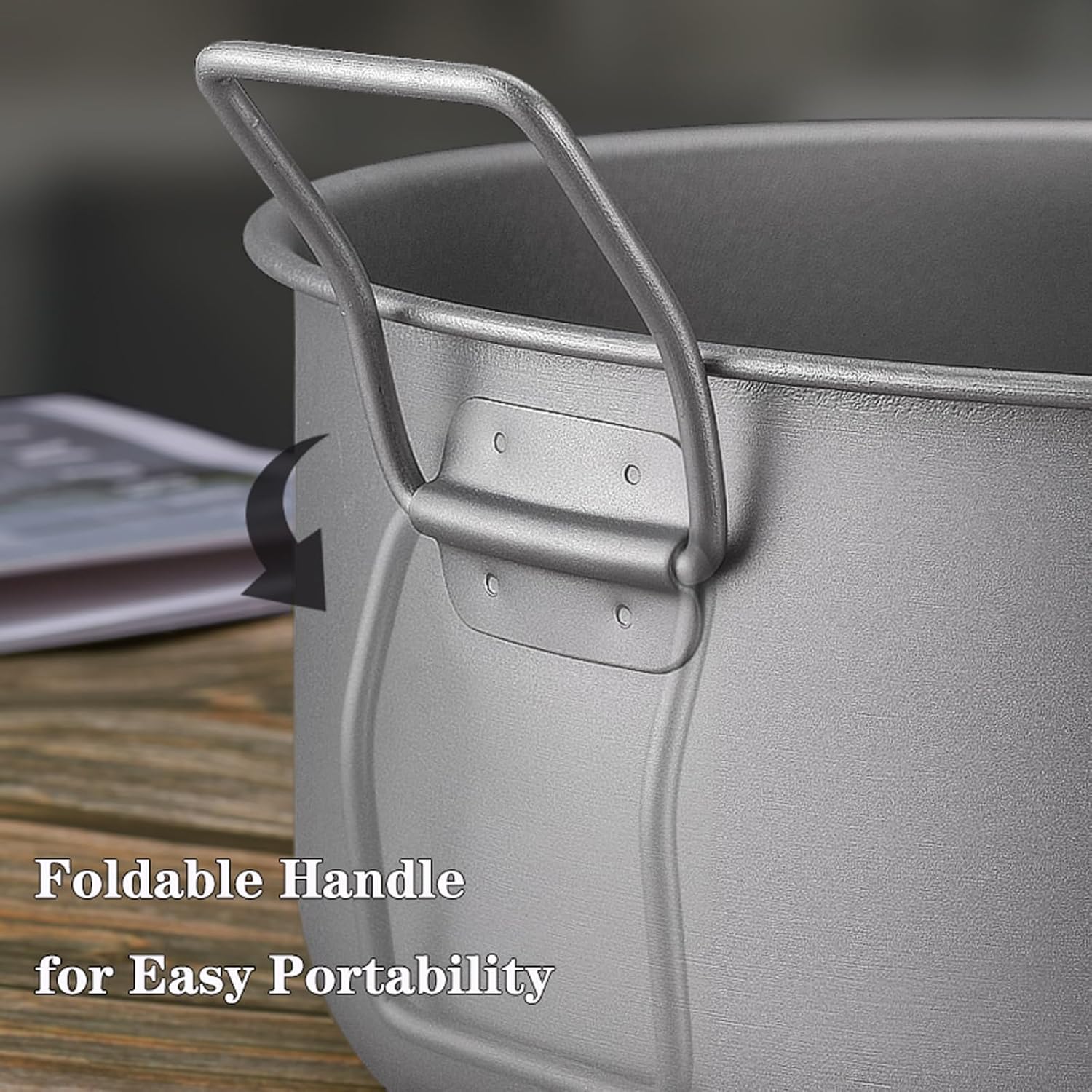 1.8L Titanium Cooking Pot with Lid Foldable Handle Lightweight Camping Hiking Picnic Backpacking Cookware Portable Cooking Kit for Outdoor Adventures RT104T (titanium color)