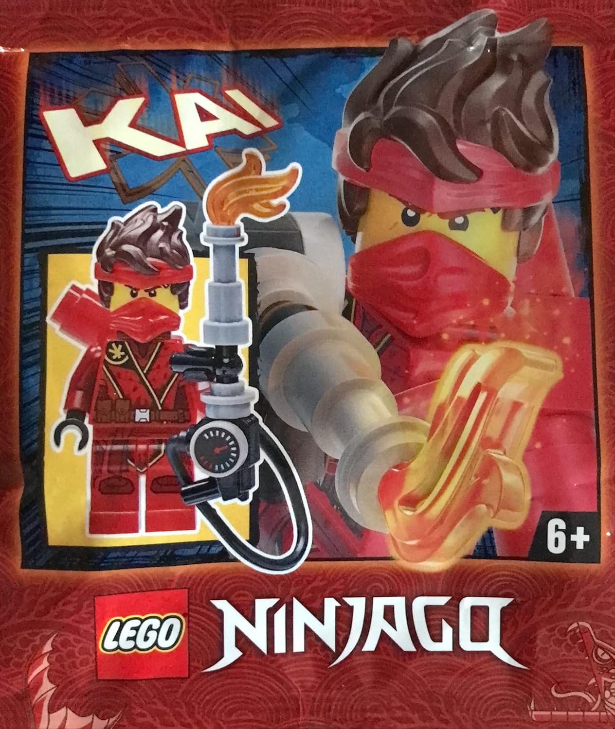 LEGO Ninjago: Kai The Island Minifigure with Flamethrower Torch and Tile - Image 4