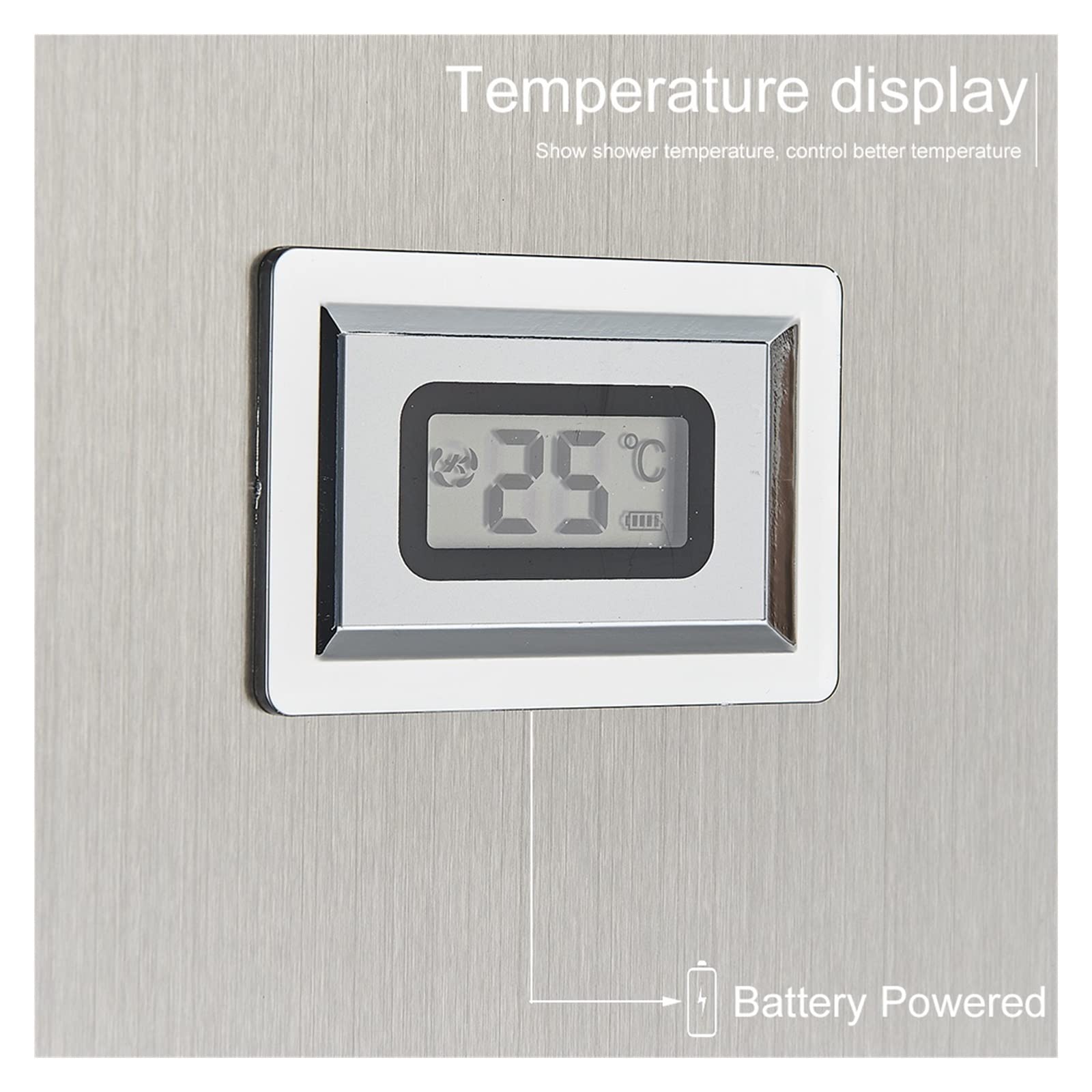 Pannello doccia Set di rubinetti for doccia a pioggia a cascata SPA Massaggio a getto Vasca da bagno Colonna doccia Visualizzazione della temperatura Miscelatore Rubinetto Torre(Brushed Nickel A)