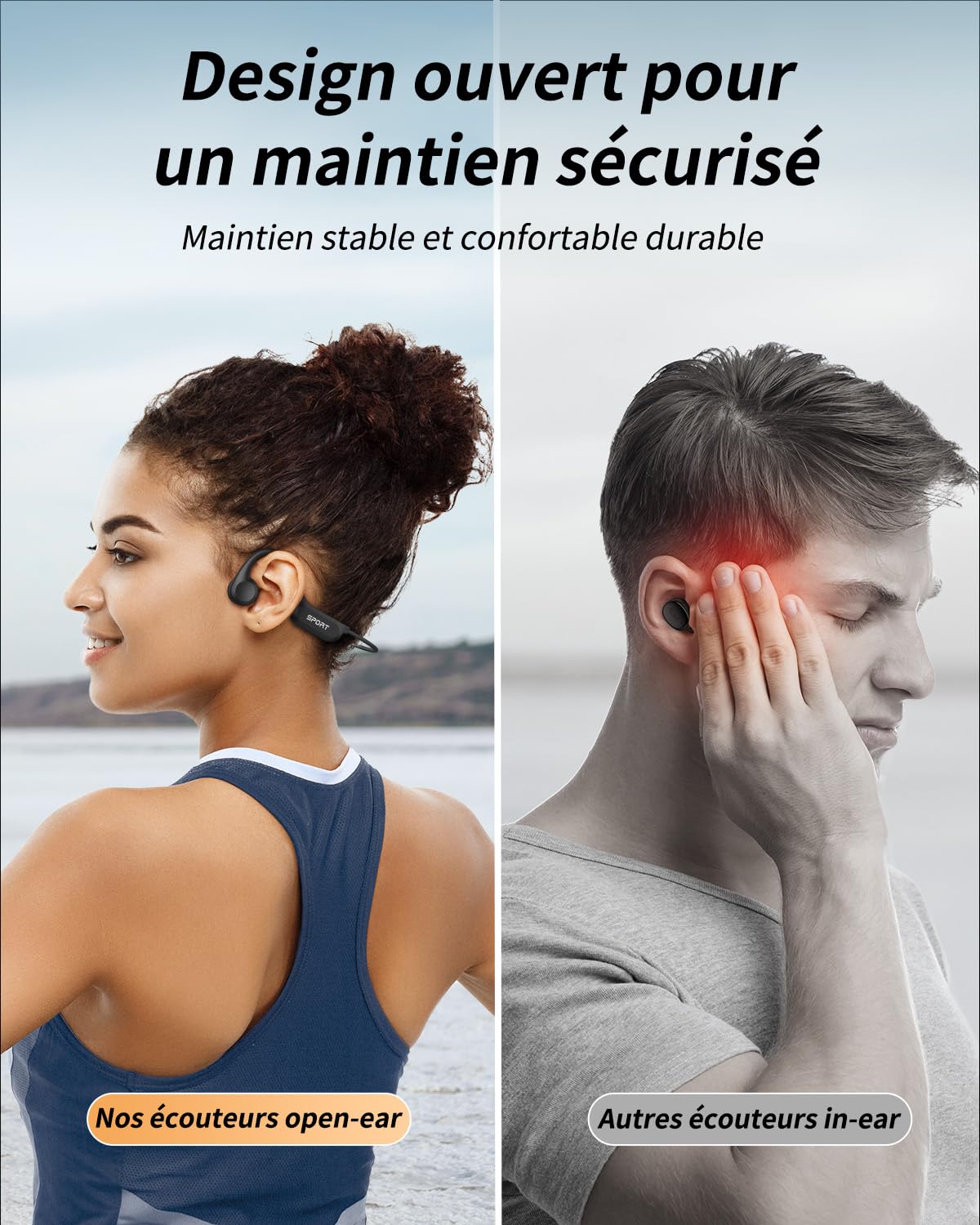 Casque à Conduction Osseuse Bluetooth 6.0 sans Fil