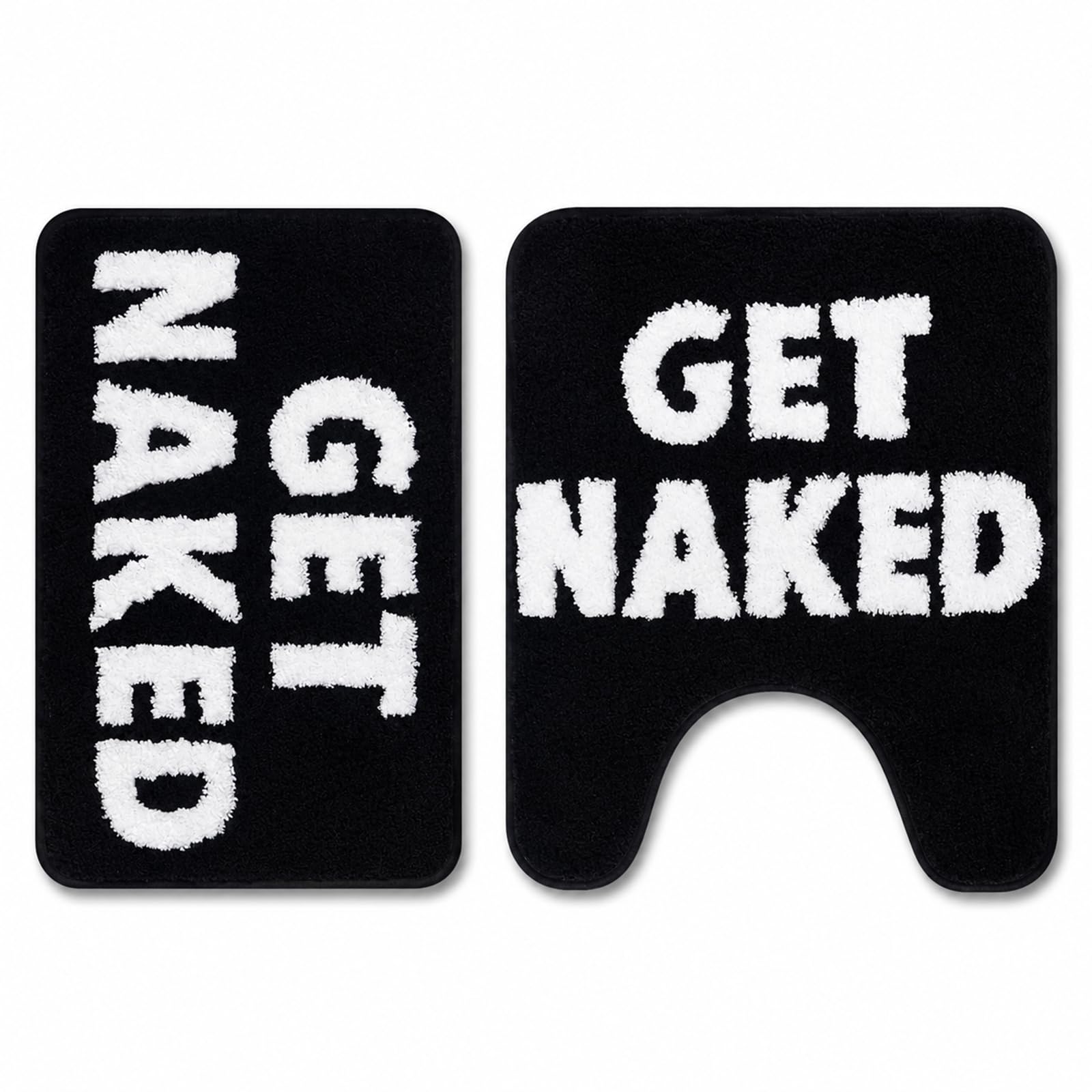 Bathroom Rugs Sets 2 Piece, Soft and Plush Get Naked Bath Mat and U-Shaped Toilet Rug, Absorbent Microfiber with Non-Slip Backing, Machine Washable Quick-Dry Bath Mats for Bathroom, Shower, Tub