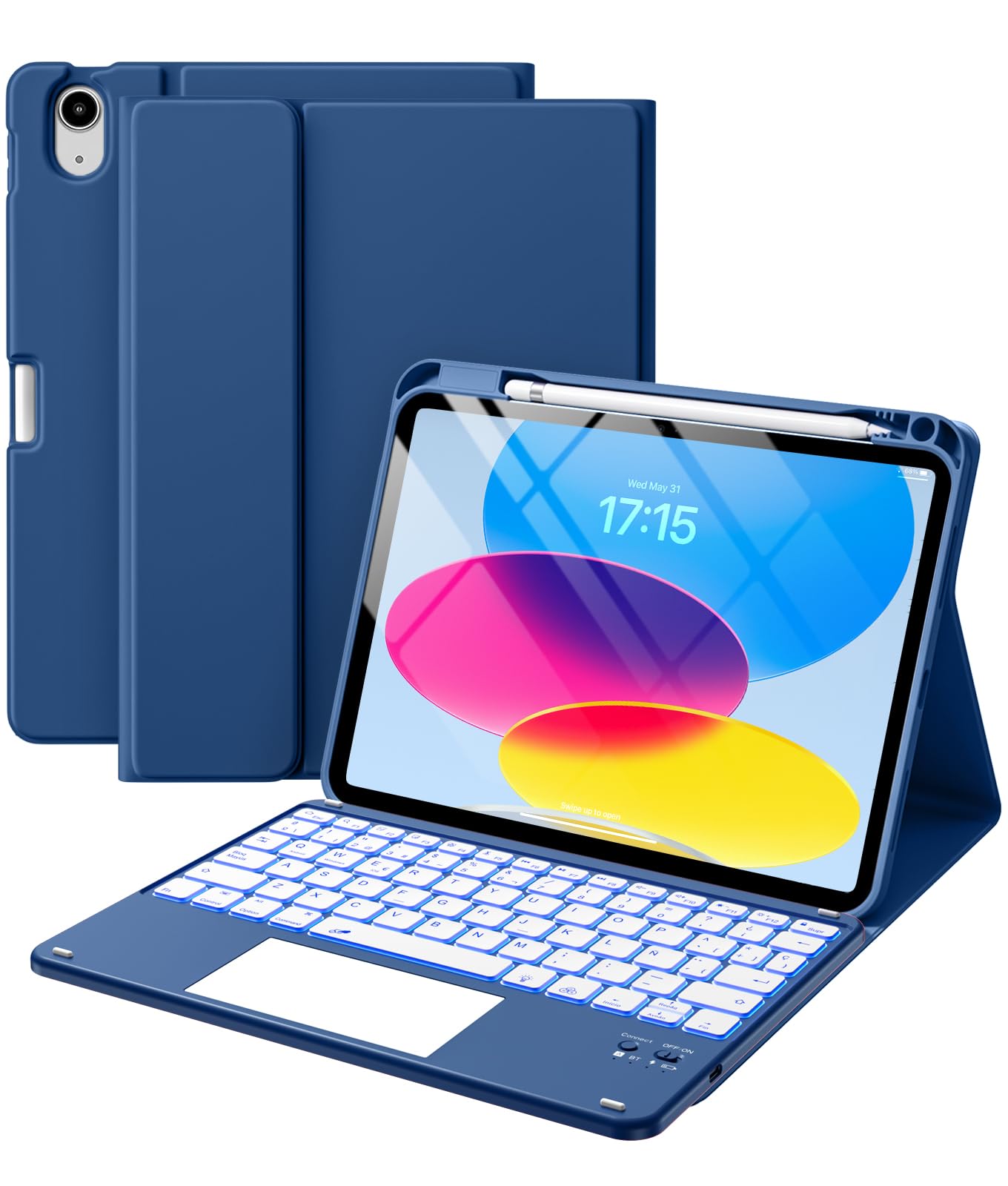 Vobafe Touchpad Funda Teclado para iPad A16 11.ª /10.ª Generación 2025/2022