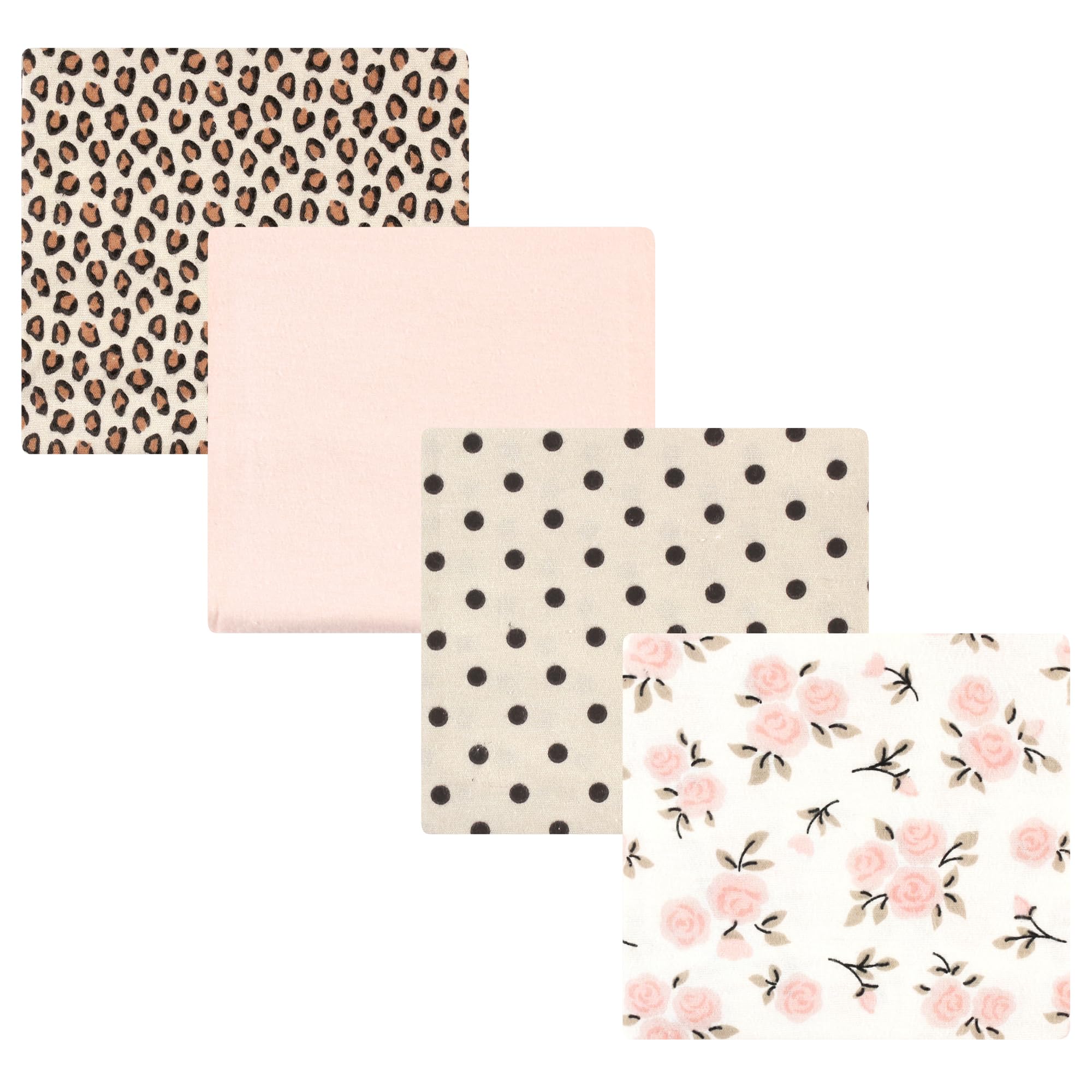 Hudson Baby Unisex Baby Cotton Flannel Receiving Blankets, Neutral Pink Floral, One Size