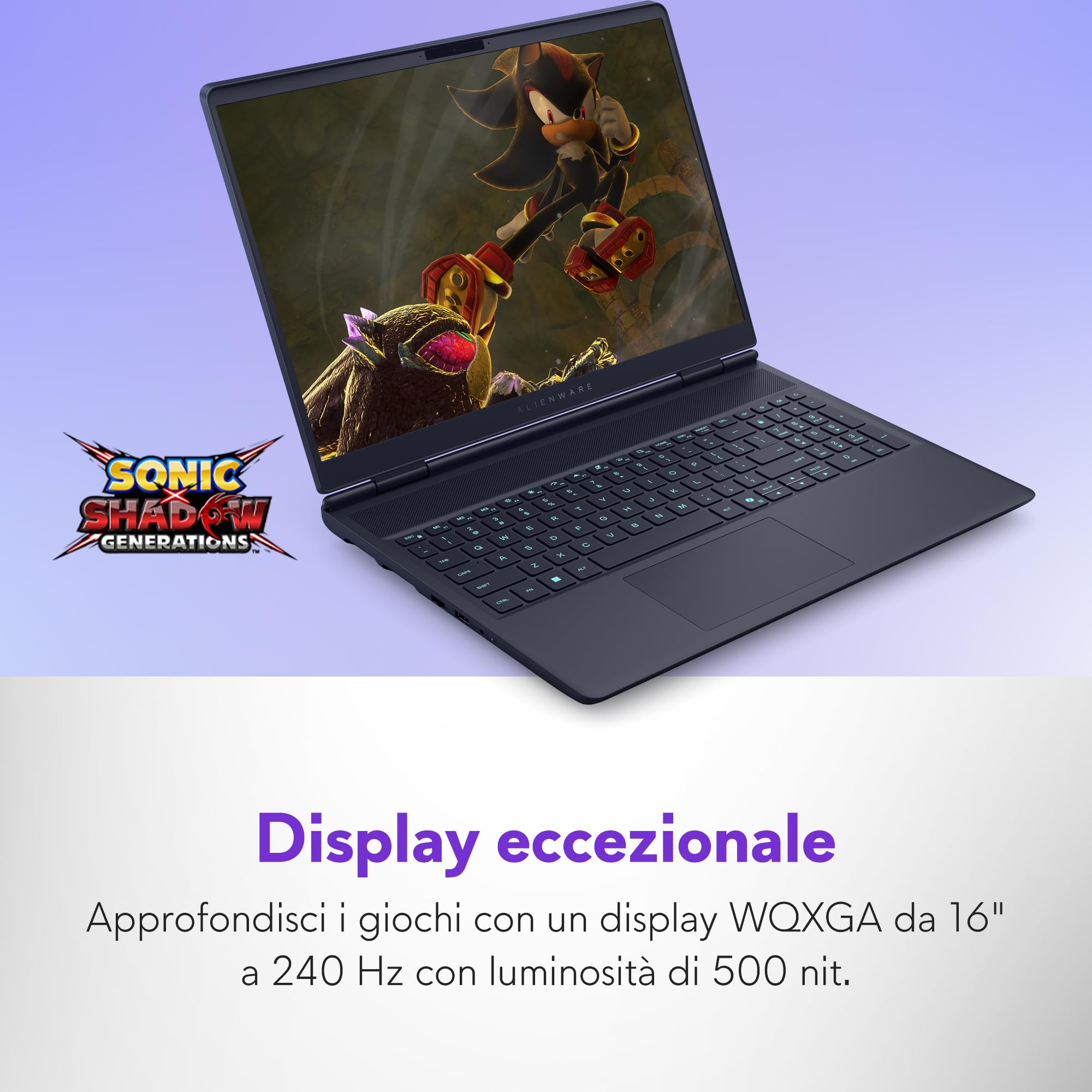 Alienware 16x Aurora Gaming Laptop AC16251 16" WQXGA 240Hz G-Sync Display, Intel Core Ultra 9 275HX Series 2, NVIDIA RTX 5070, 32GB RAM, 1TB SSD, 3 mesi di Game Pass, Win 11 Home, RGB AlienFX QWERTY