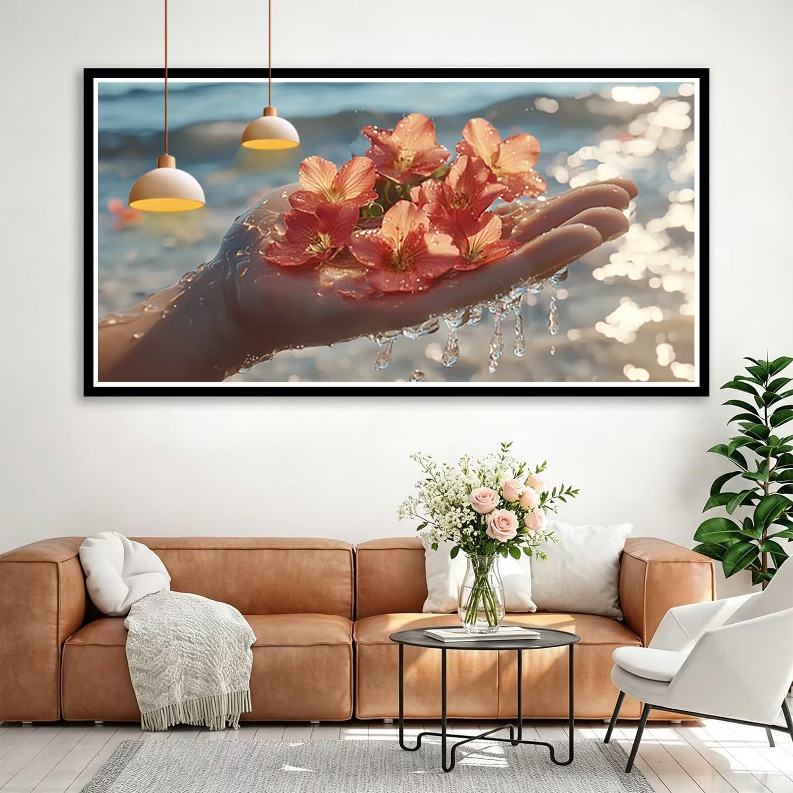 Diamond Painting Blume 140x70 cm, 5D Landschaft Diamond Art Set Q0-134