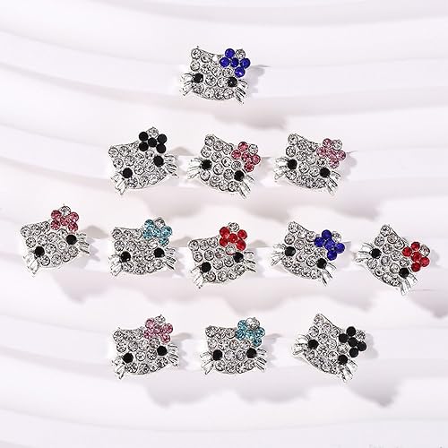 Miniatura 4 de 36 dijes Kawaii para arte de uñas, diseño de gatito brillante 3D, bonitos cristales de diamantes de imitación de metal, decoración de uñas,