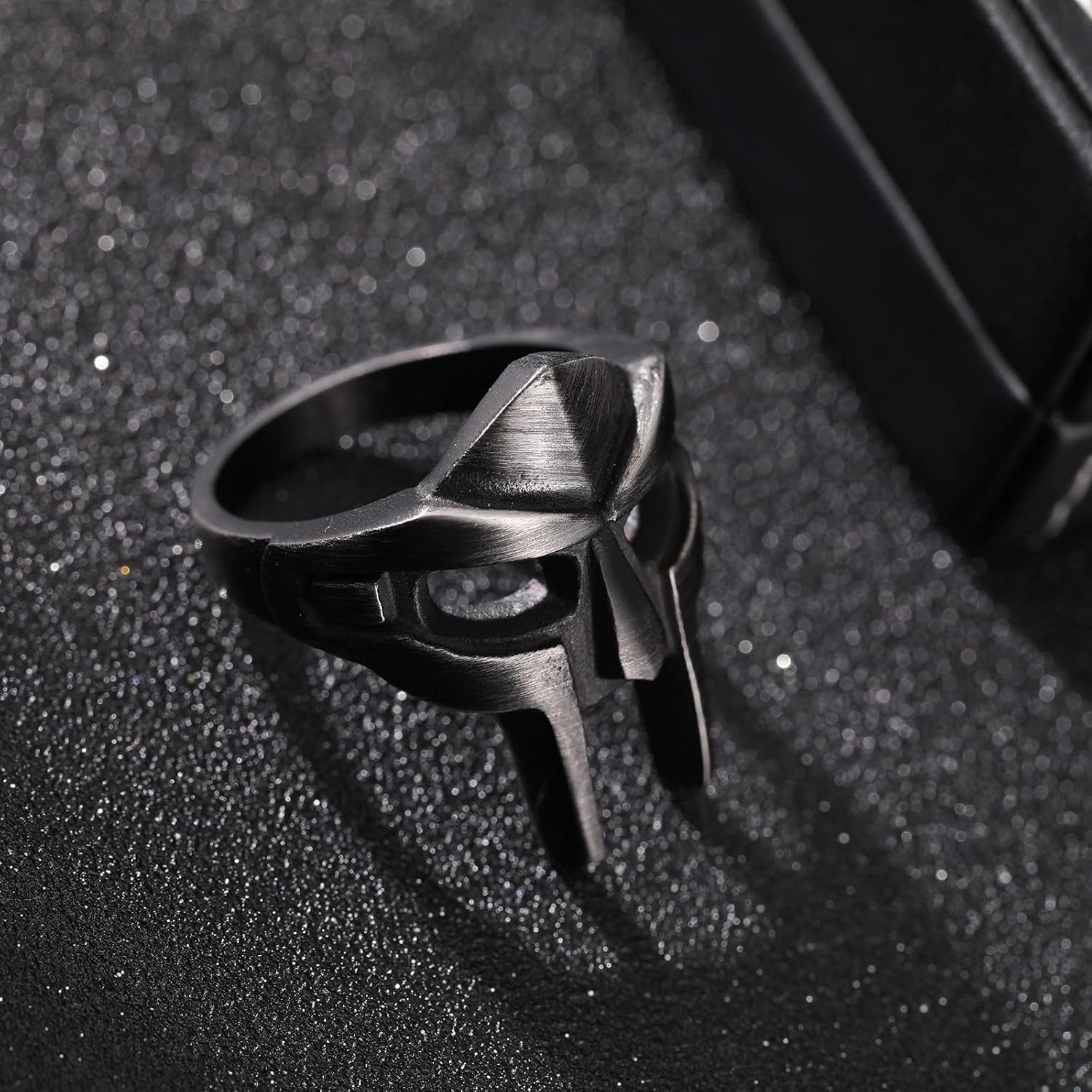 DOOM Mask Ring for Men Gladiator Style Black Titanium Stainless Steel Ring - Image 4